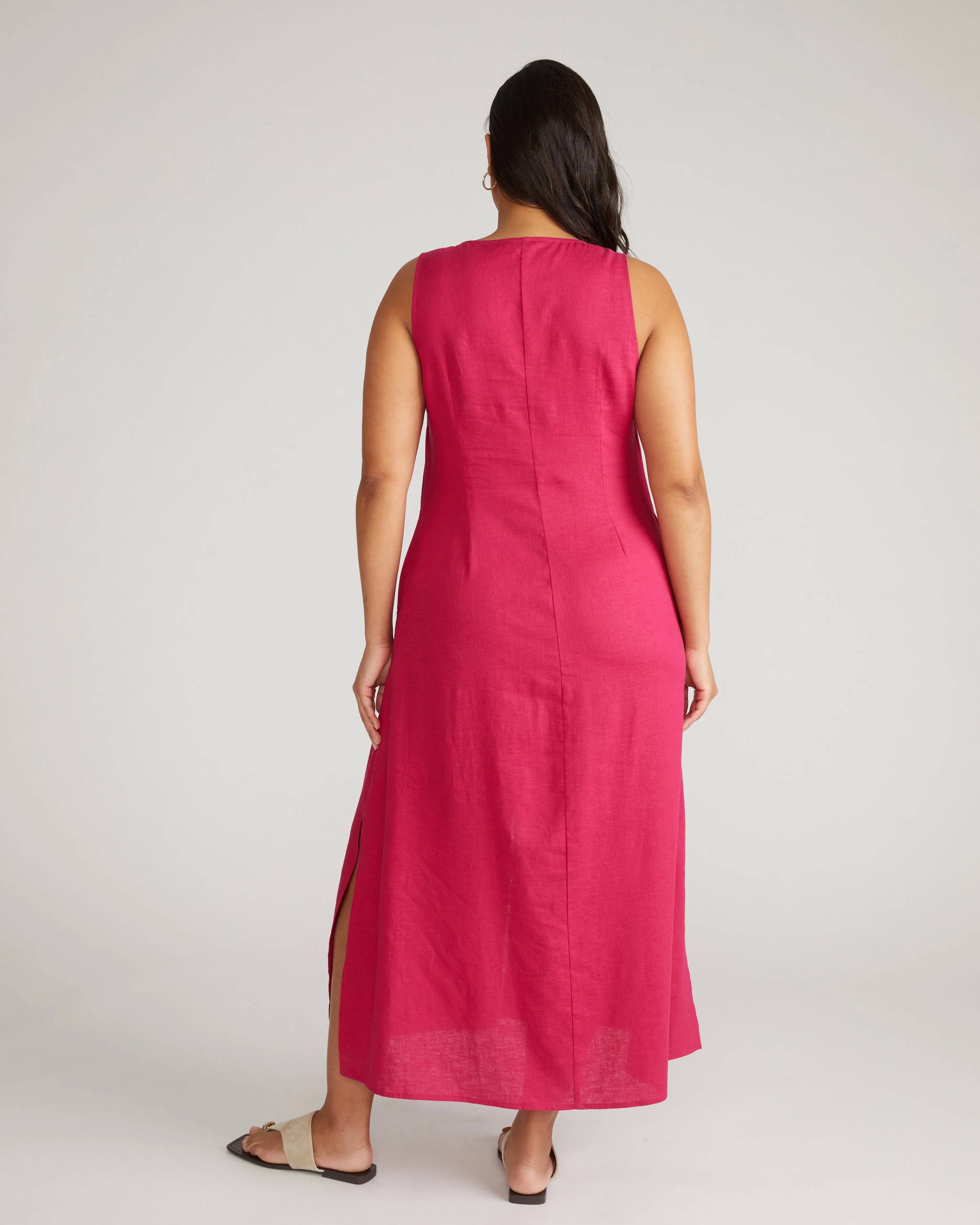 Islet Button-Down Linen Maxi Dress - Cerise sold by Universal Standard product image thumbnail 4