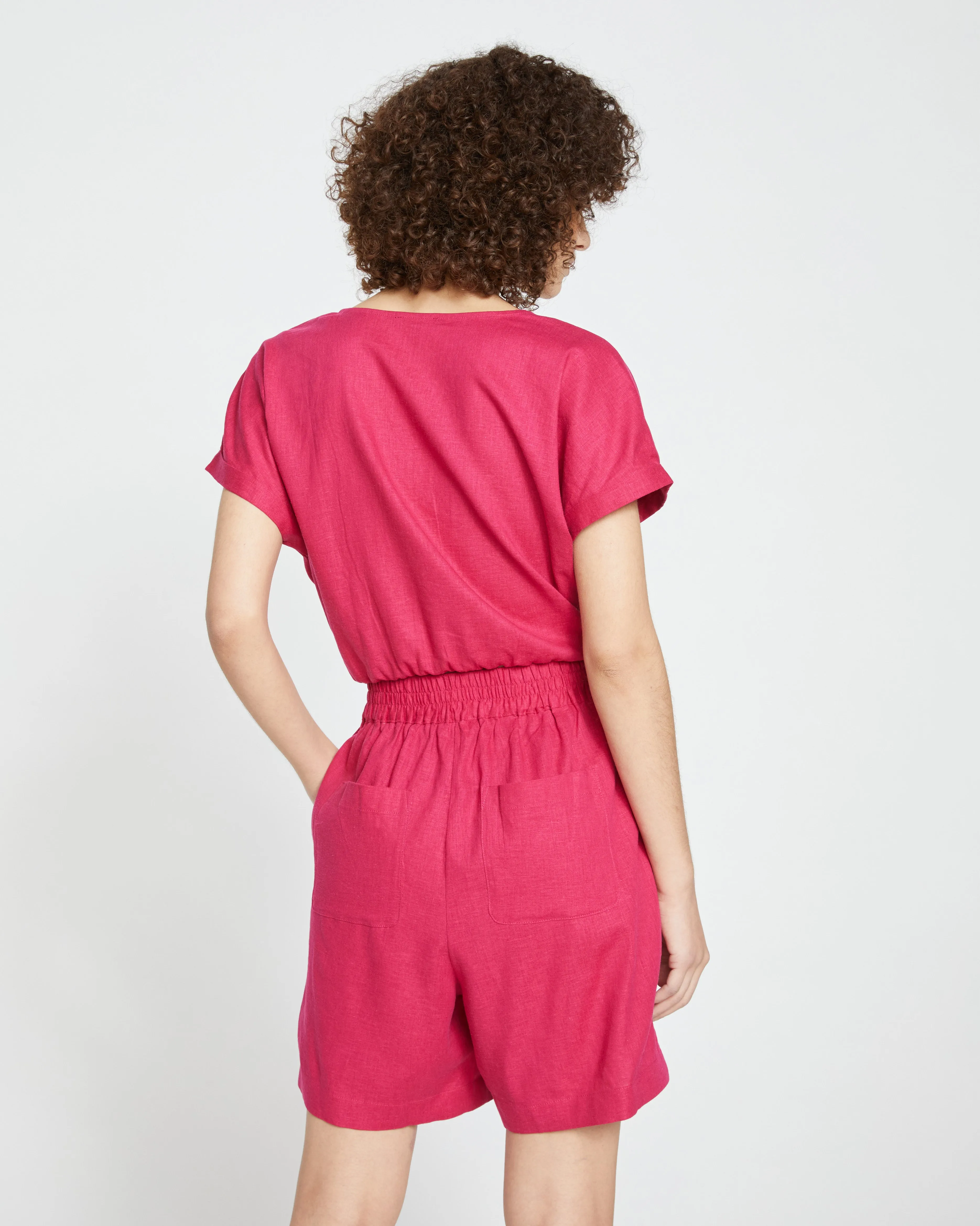 Juniper Linen Easy Pull-On Shorts - Cerise sold by Universal Standard product image thumbnail 4