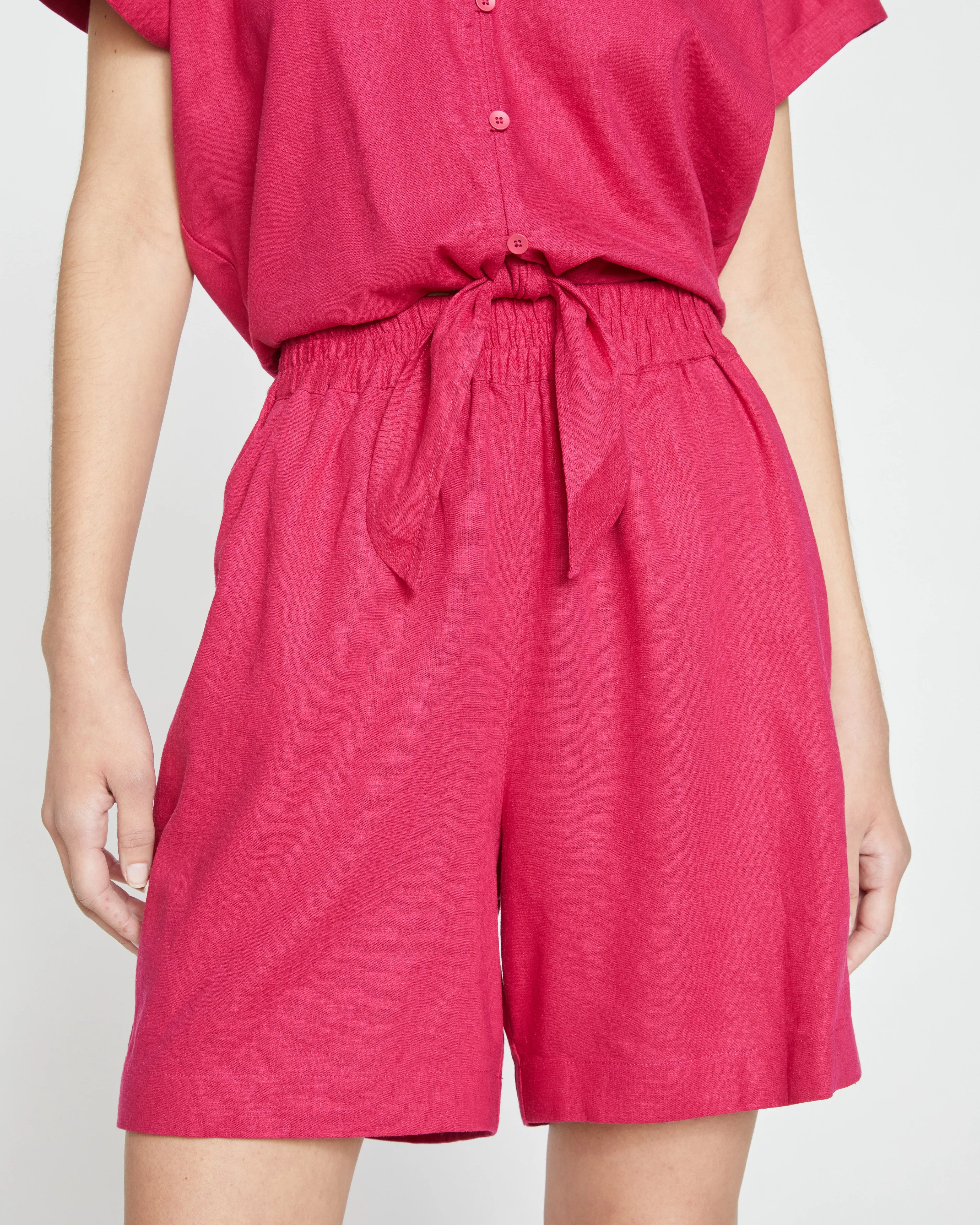 Juniper Linen Easy Pull-On Shorts - Cerise sold by Universal Standard product image thumbnail 2