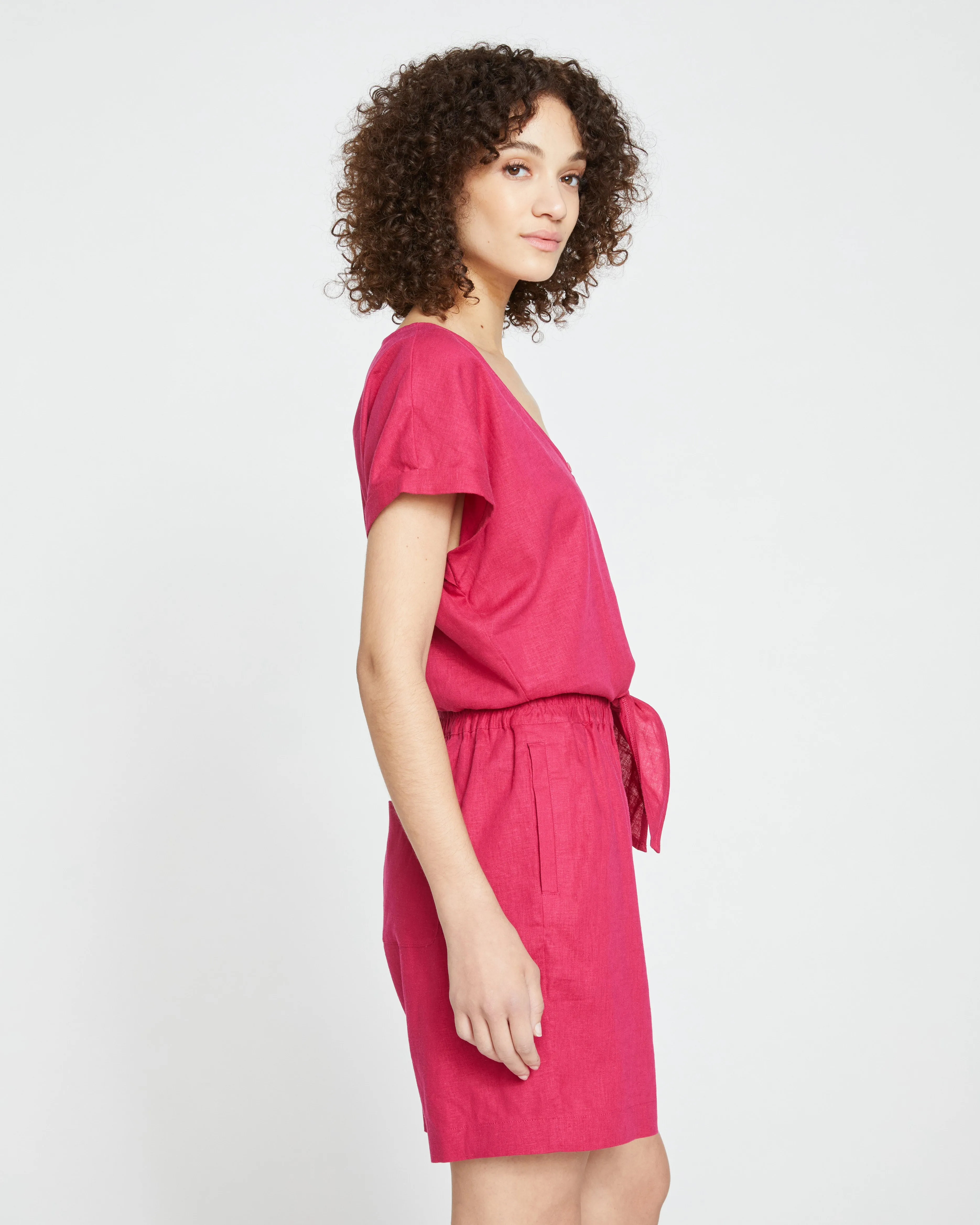 Juniper Linen Easy Pull-On Shorts - Cerise sold by Universal Standard product image thumbnail 3