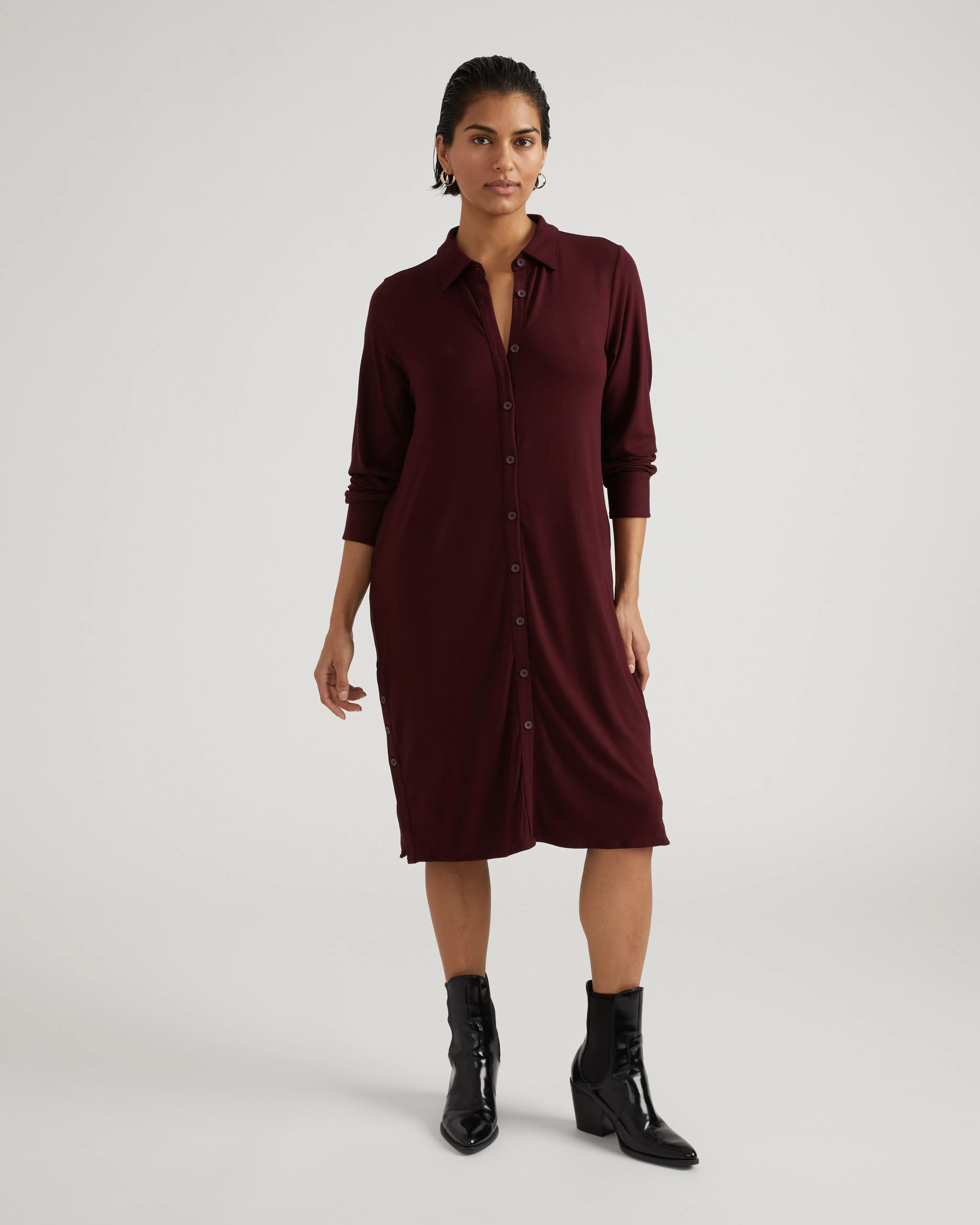 Marcie Liquid Jersey Dress - Black Cherry sold by Universal Standard