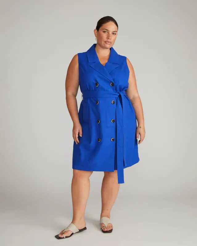 Hudson Linen Trench Dress - Ultramarine sold by Universal Standard