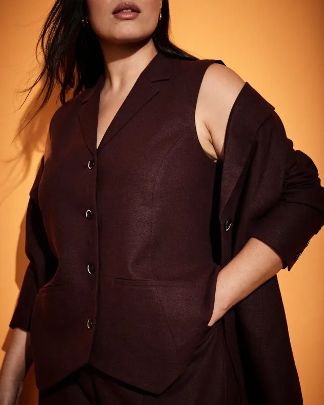 Hanover Linen Vest - Brulee sold by Universal Standard