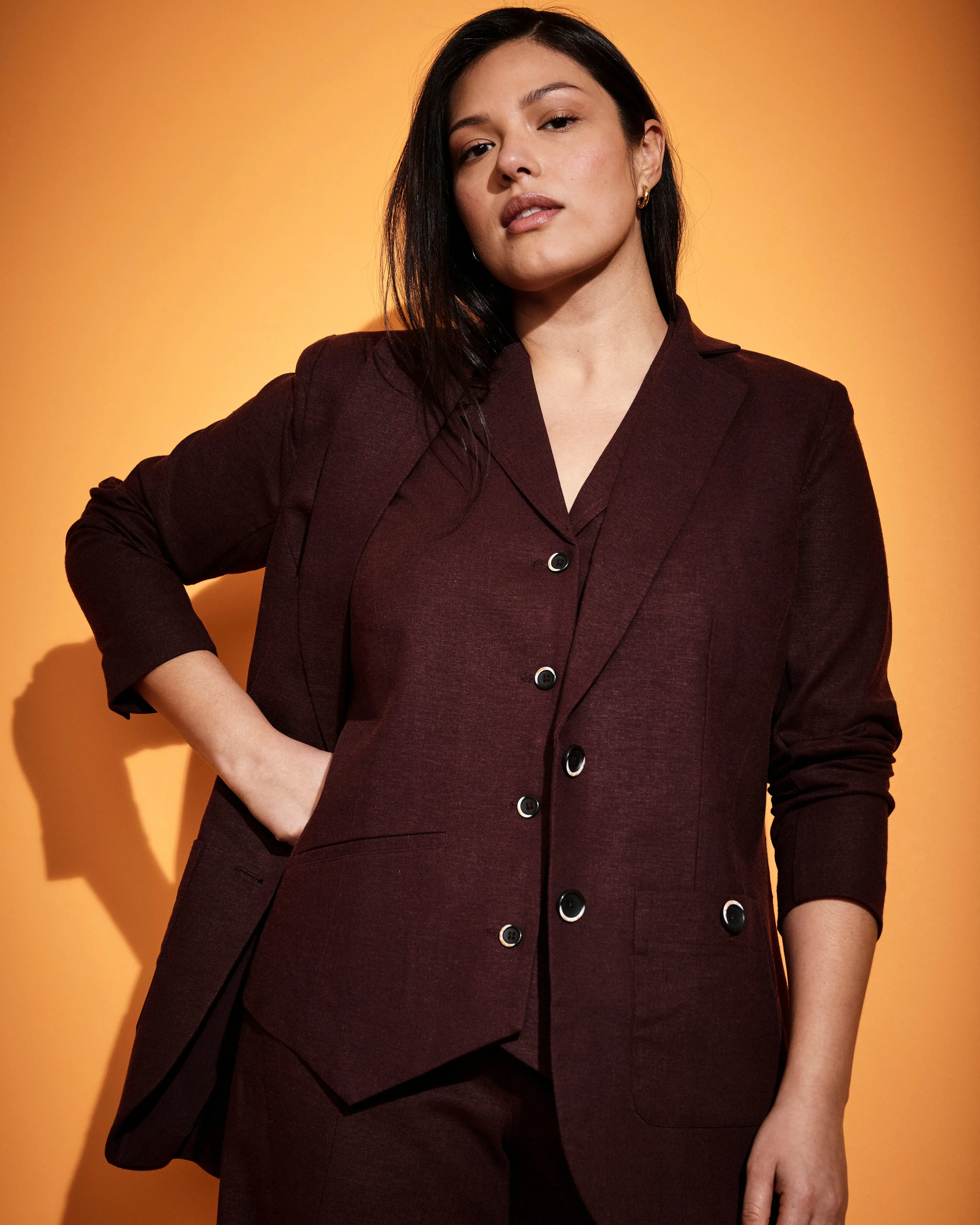 Coastal Linen Blazer - Brulee sold by Universal Standard product image thumbnail 2