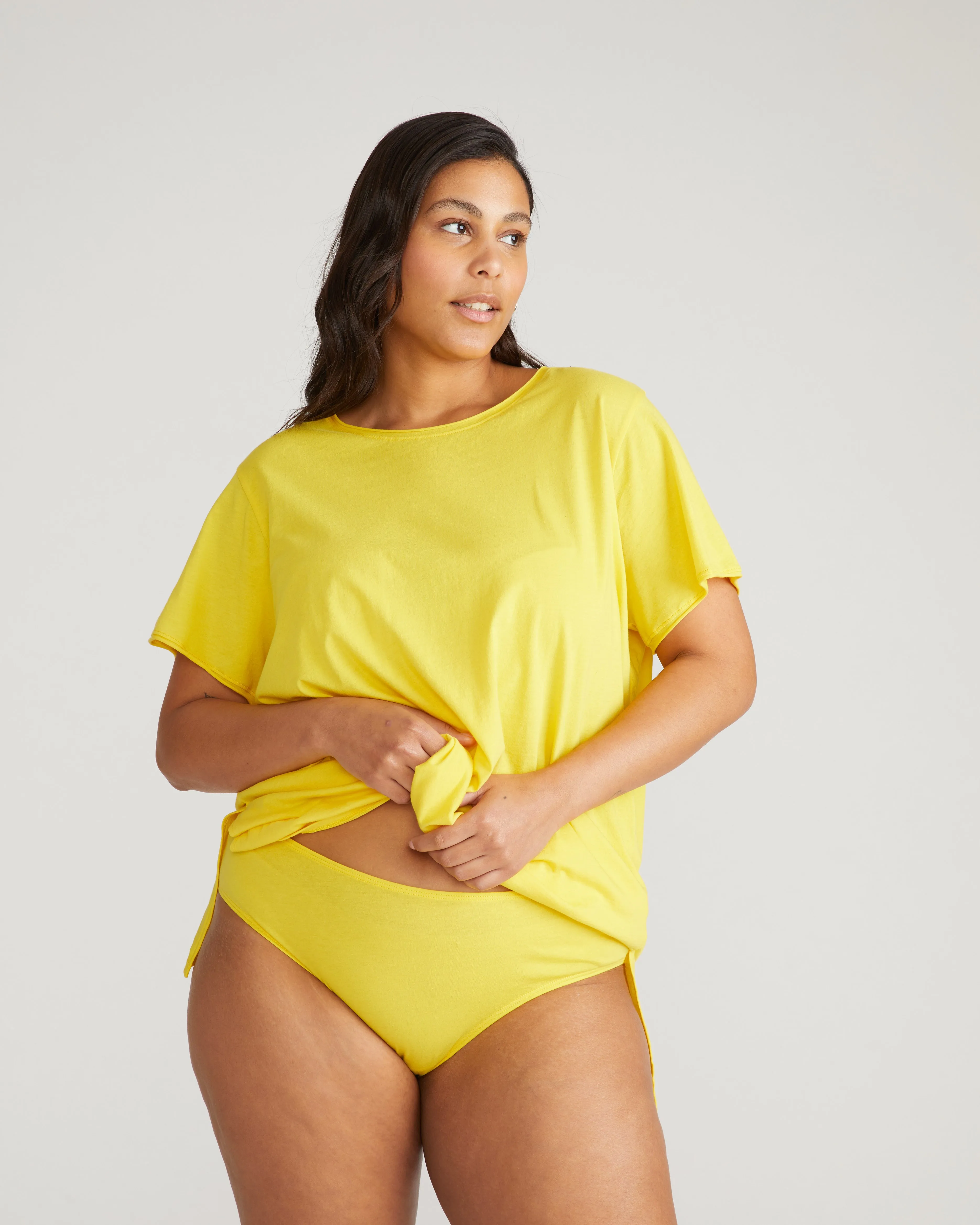 Pima Cotton Mid Rise Bikini - Yellow sold by Universal Standard