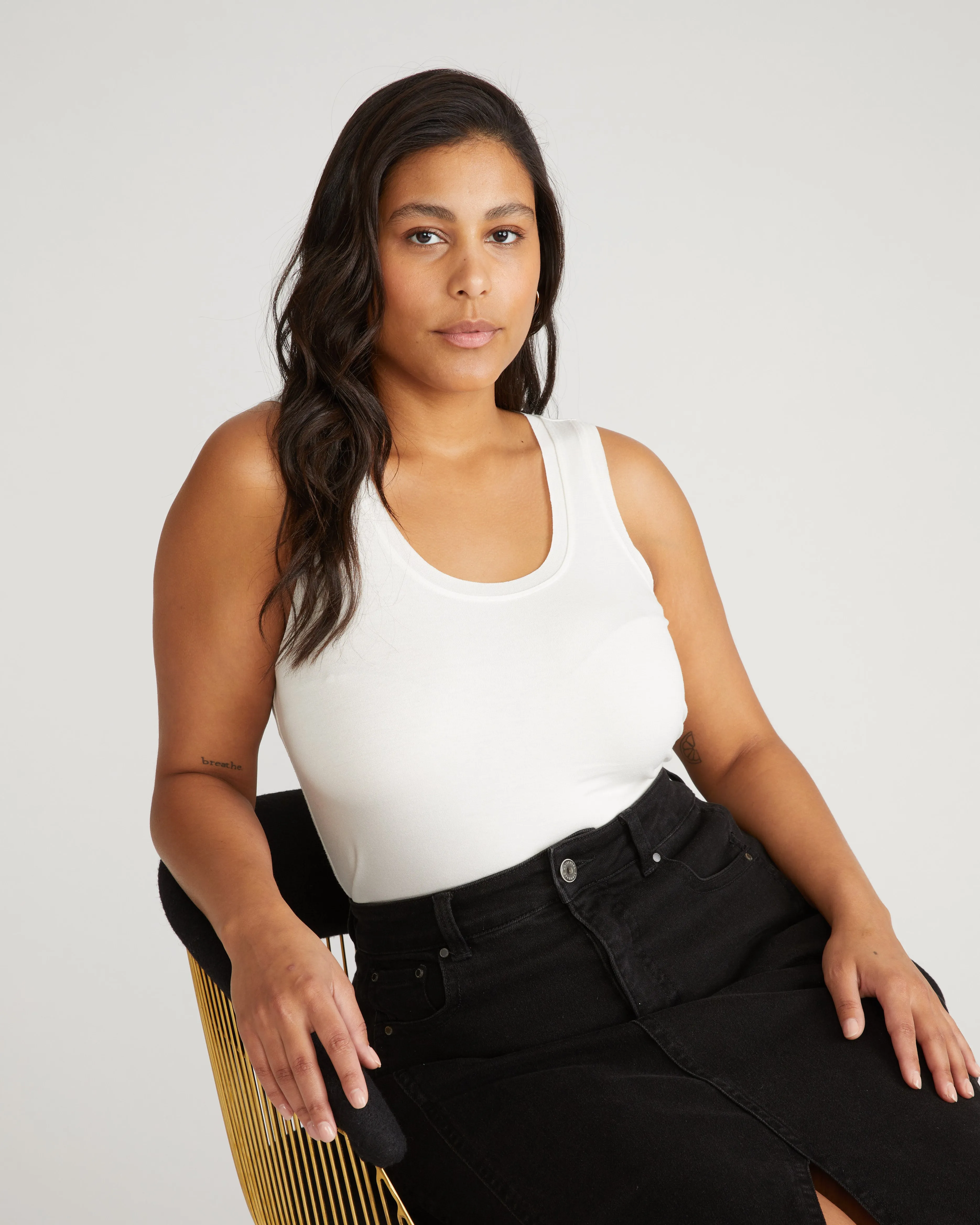 Hudson Liquid Jersey Tank - White sold by Universal Standard