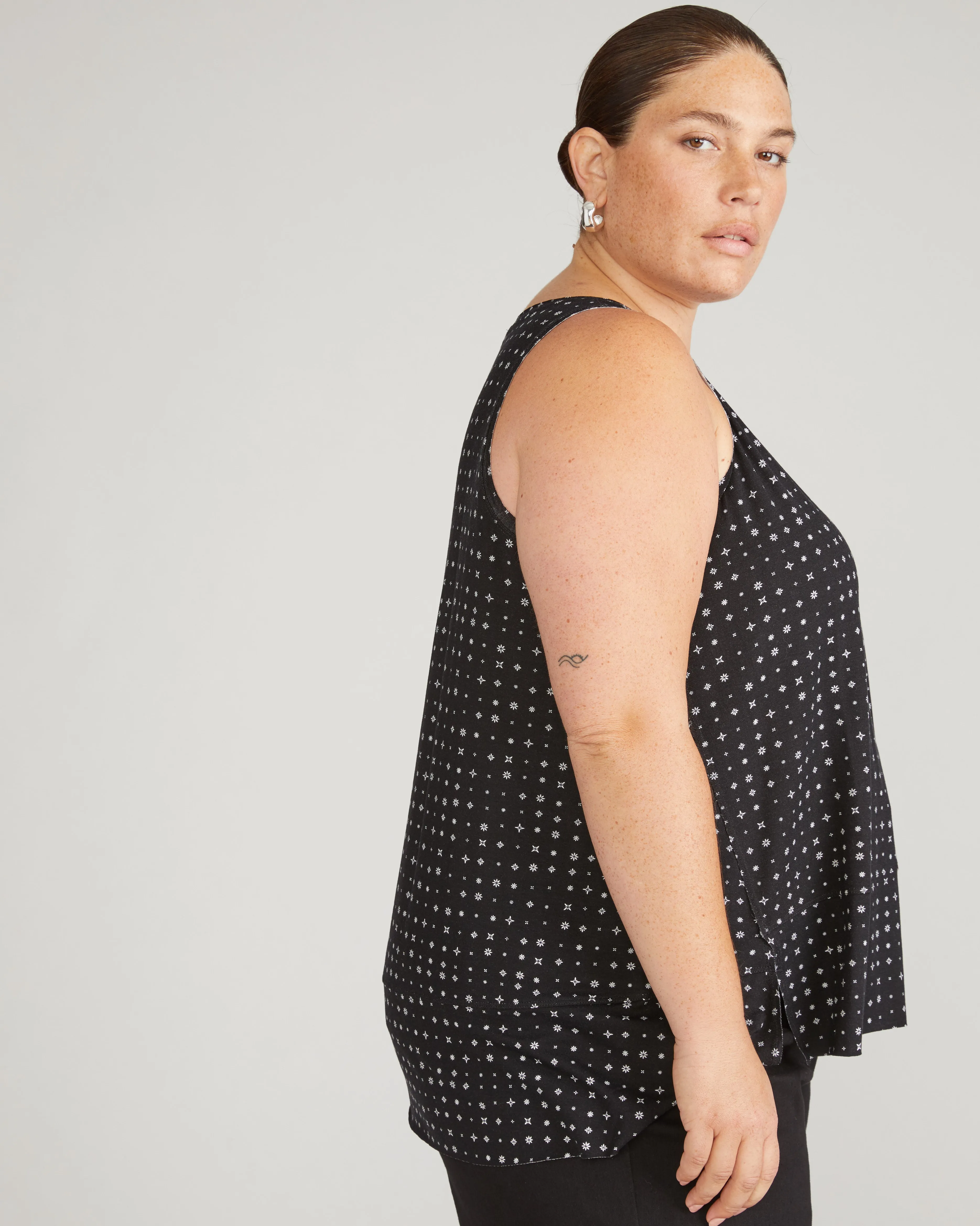 Hudson Liquid Jersey Tank - Galactic Print in Black sold by Universal Standard product image thumbnail 2