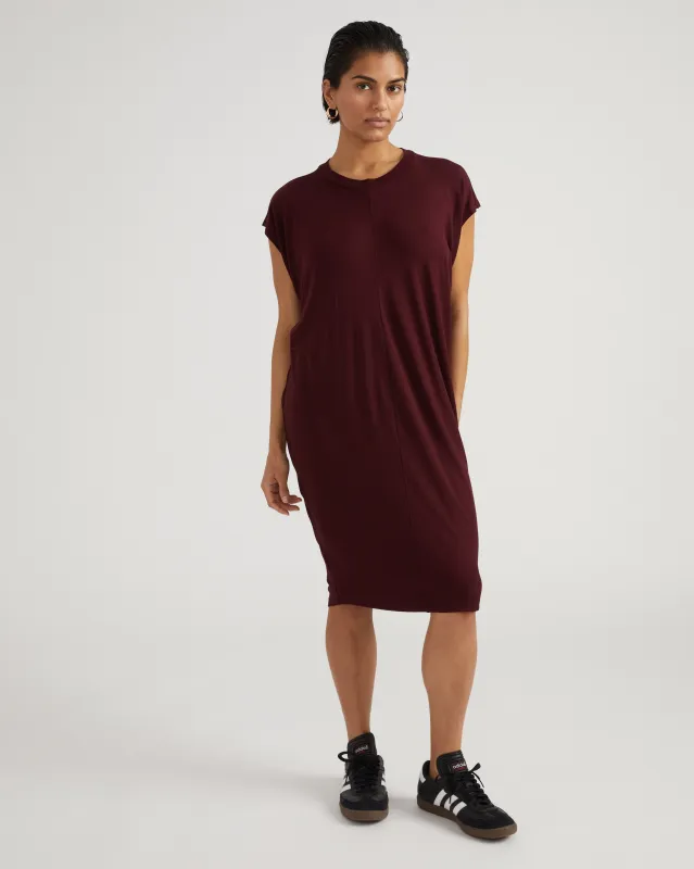 Carrea Relaxed Liquid Jersey Dress - Black Cherry sold by Universal Standard
