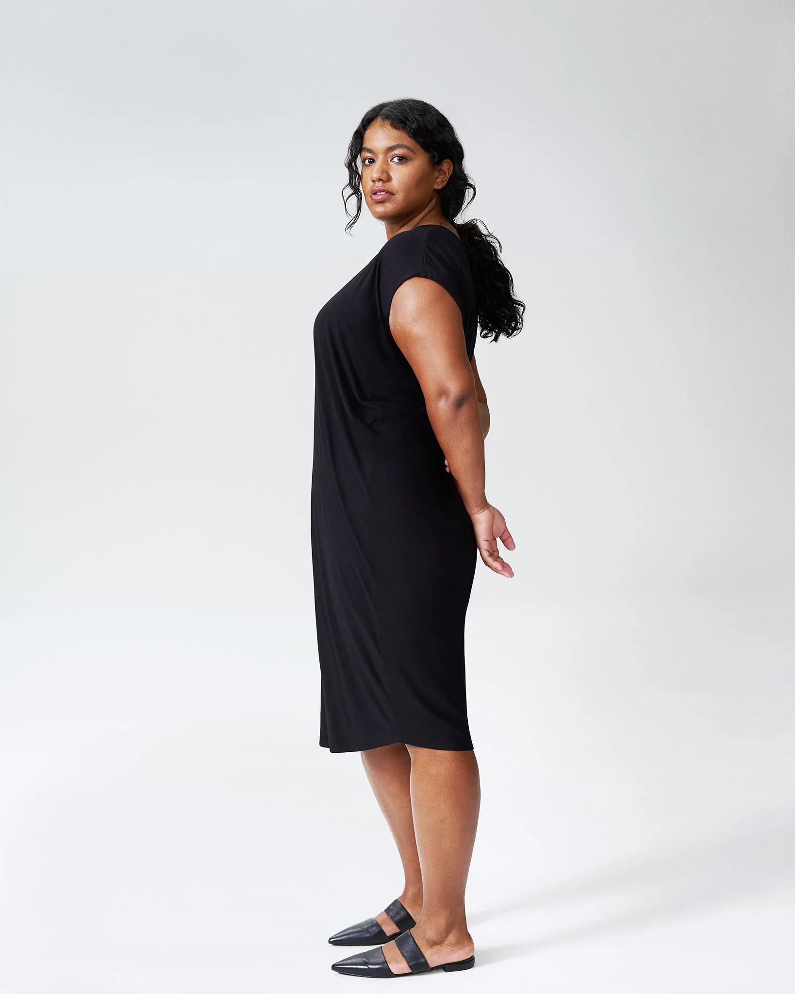 Carrea Relaxed Liquid Jersey Dress - Black sold by Universal Standard product image thumbnail 2