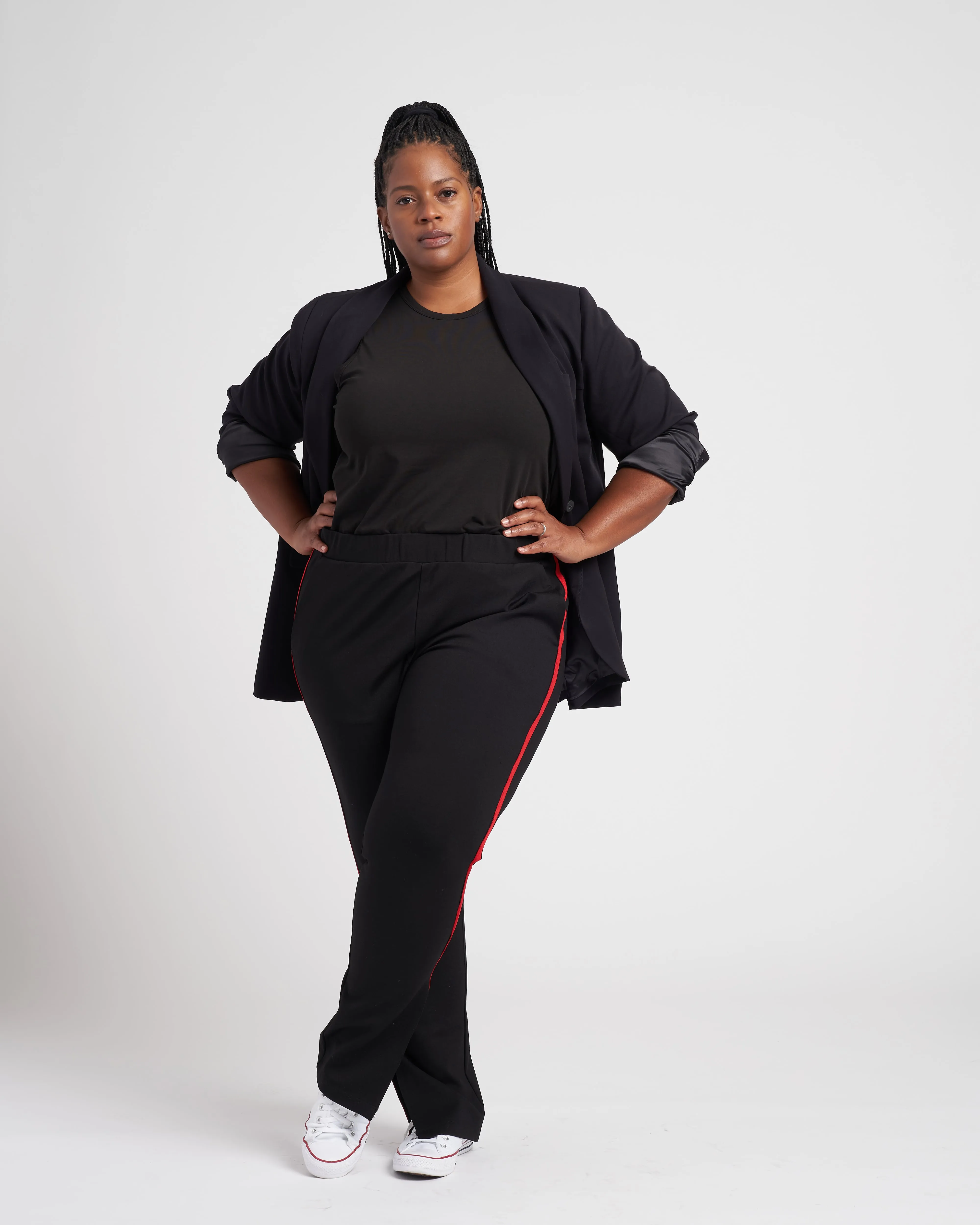 Swag Striped Signature Ponte Pants - Black/Red sold by Universal Standard product image thumbnail 3