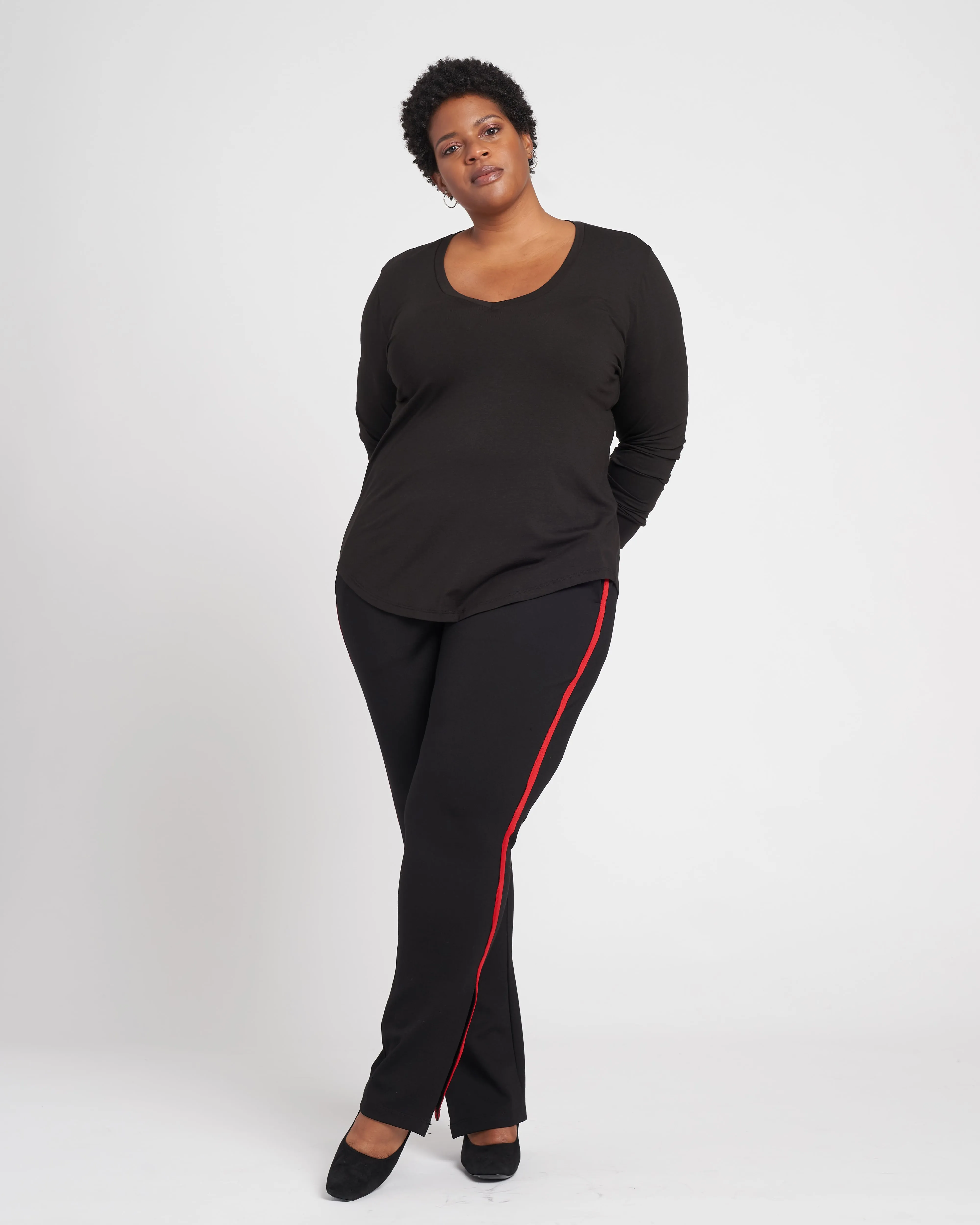 Swag Striped Signature Ponte Pants - Black/Red sold by Universal Standard product image thumbnail 5