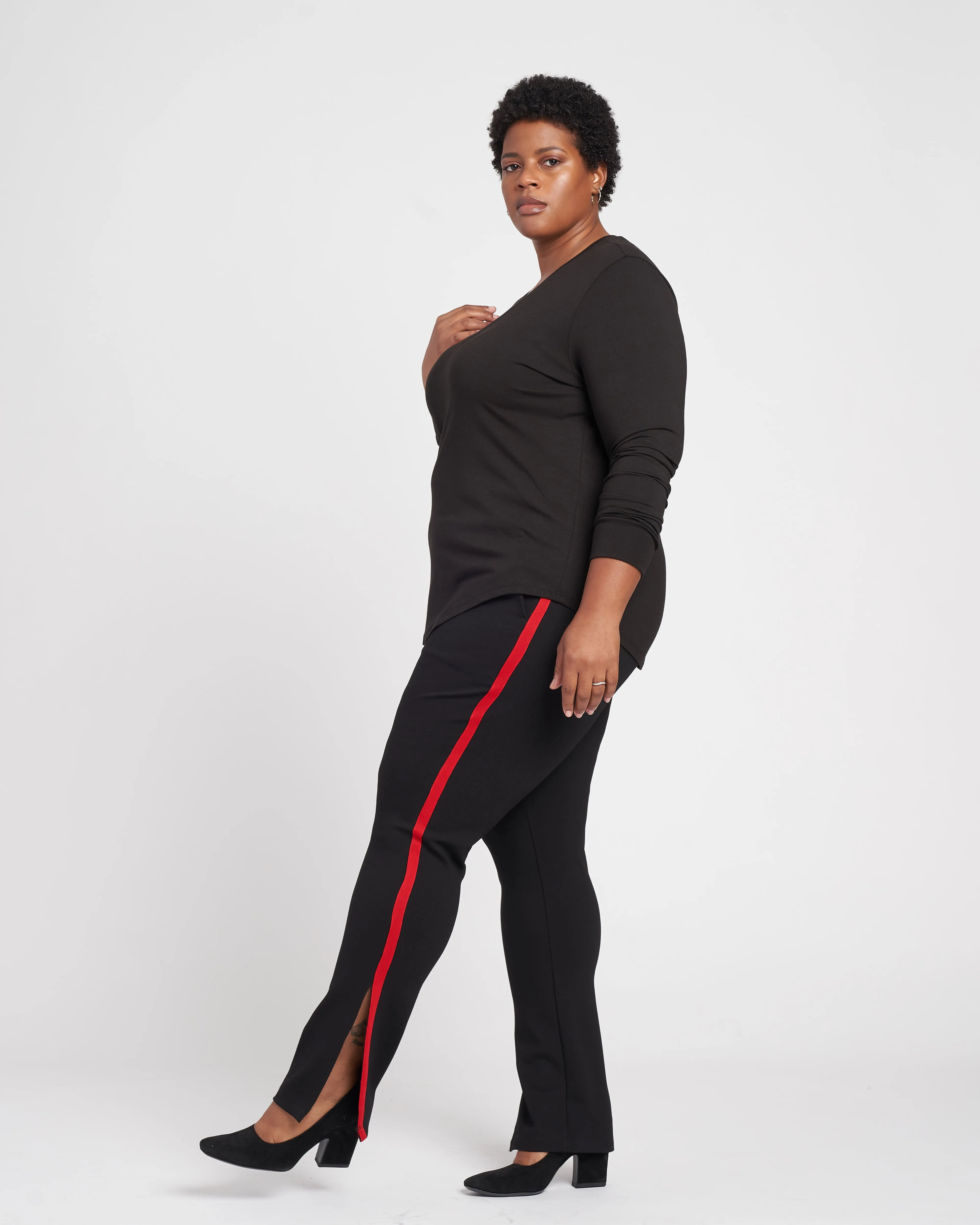 Swag Striped Signature Ponte Pants - Black/Red sold by Universal Standard product image thumbnail 2