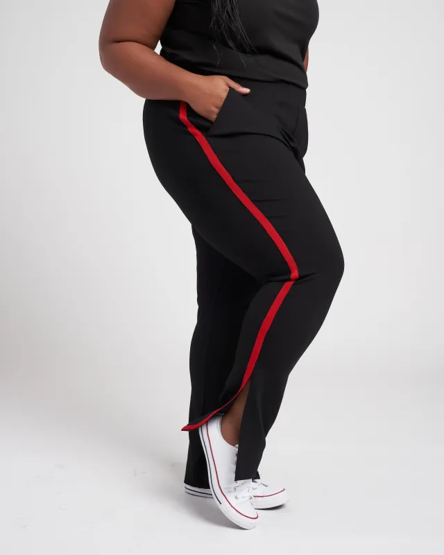 Swag Striped Signature Ponte Pants - Black/Red sold by Universal Standard