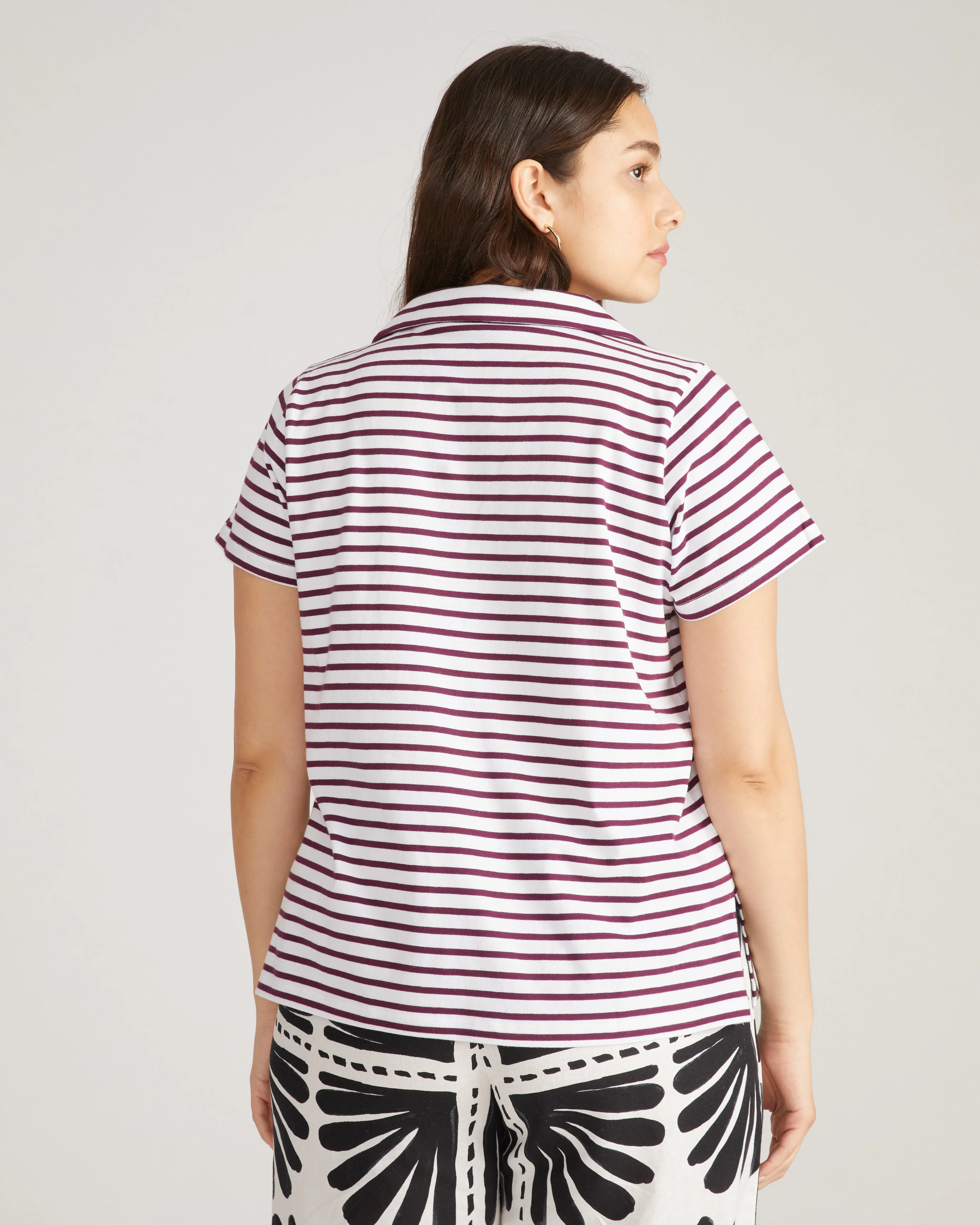 Cecile Breton Polo - White/Gamay Stripe sold by Universal Standard product image thumbnail 3