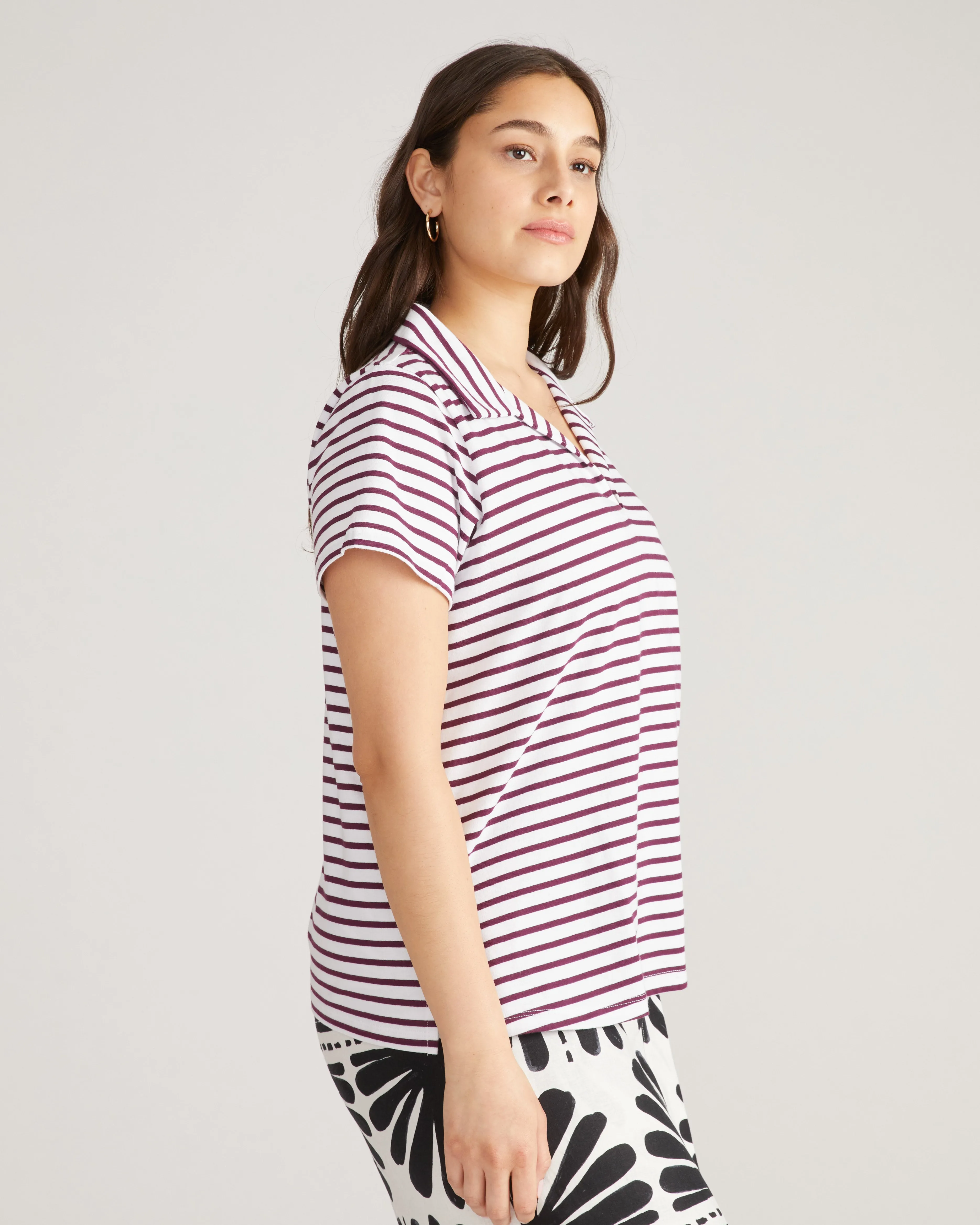 Cecile Breton Polo - White/Gamay Stripe sold by Universal Standard product image thumbnail 2