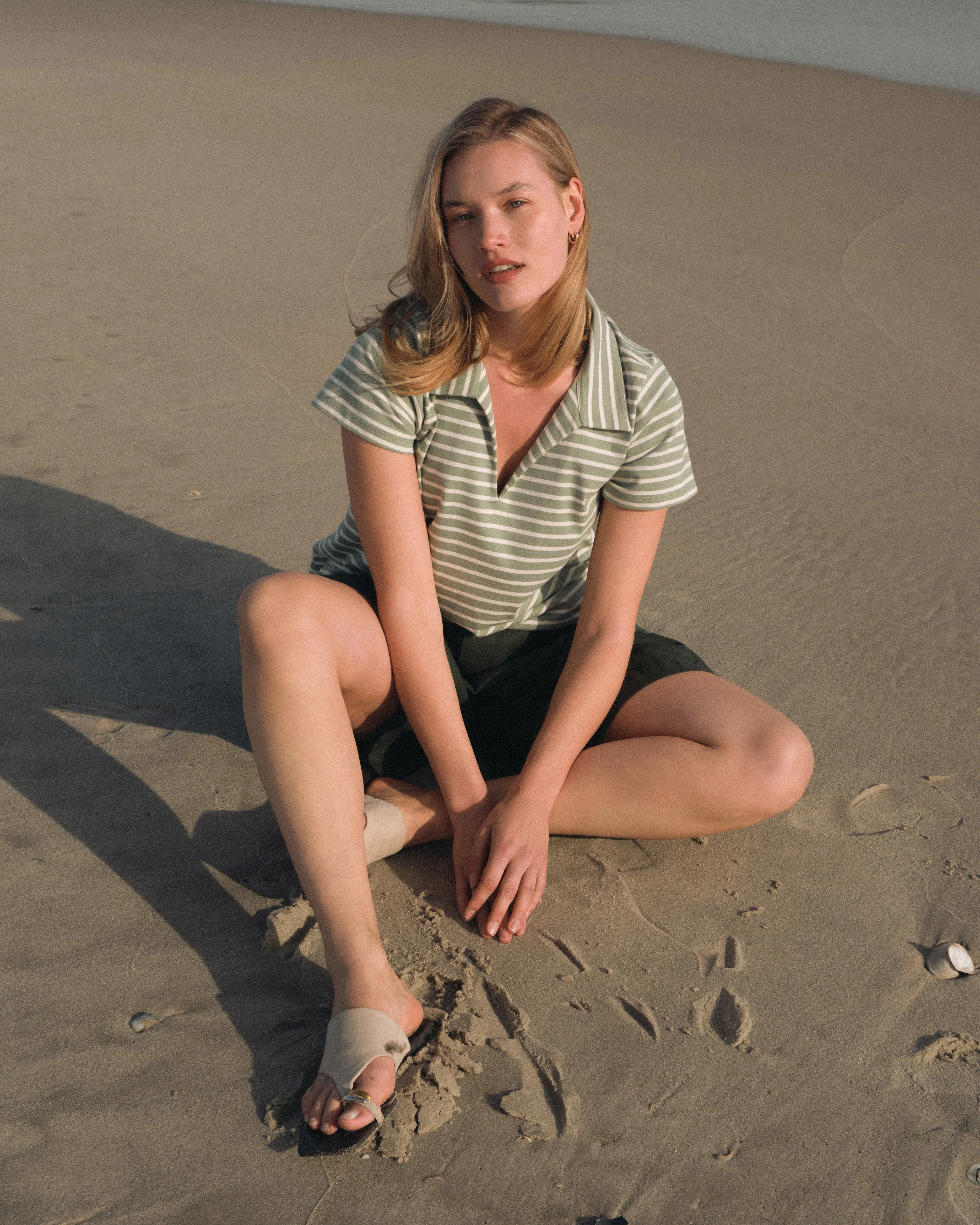 Cecile Breton Polo - Sage/Ecru Stripe sold by Universal Standard product image thumbnail 5