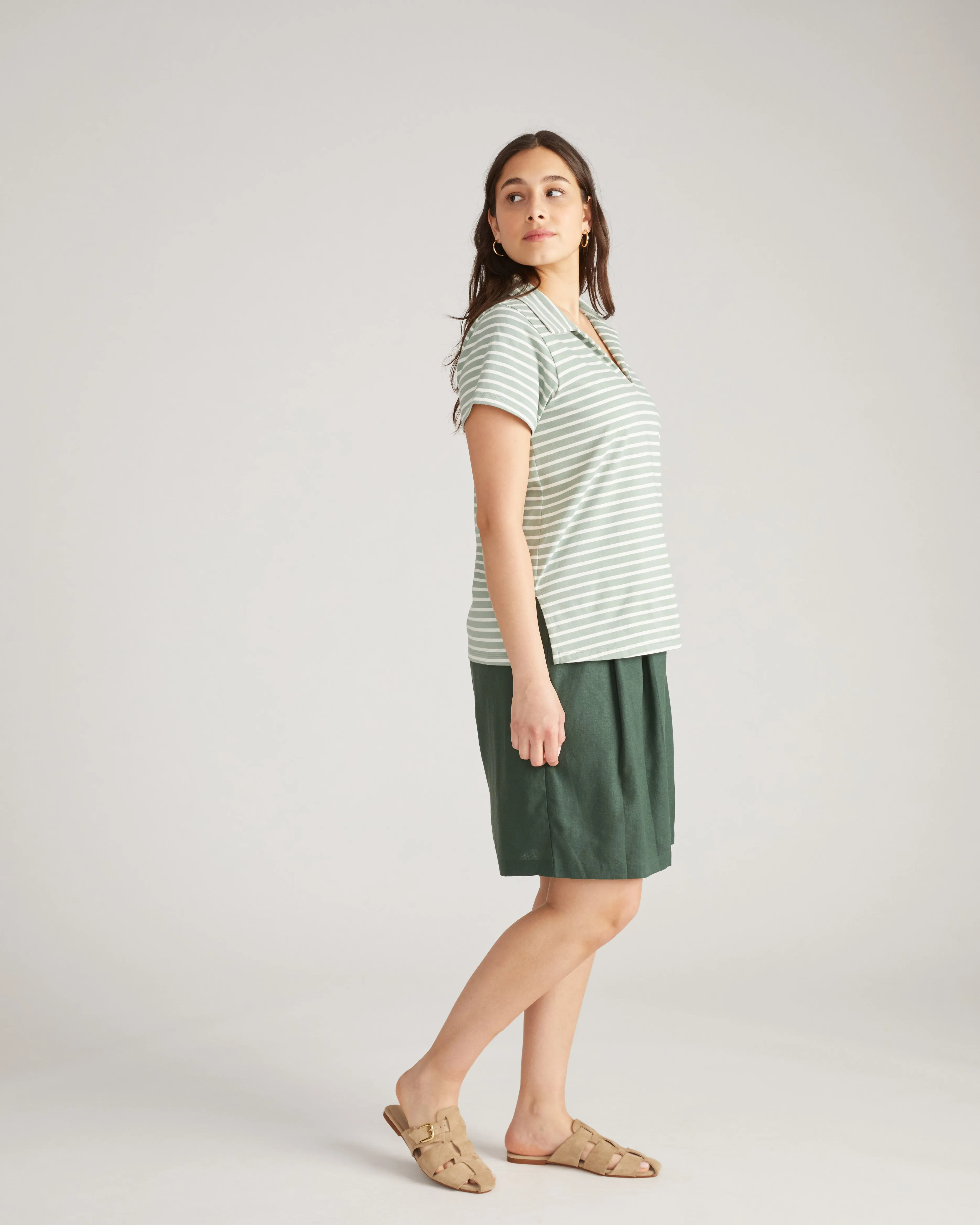 Cecile Breton Polo - Sage/Ecru Stripe sold by Universal Standard product image thumbnail 3