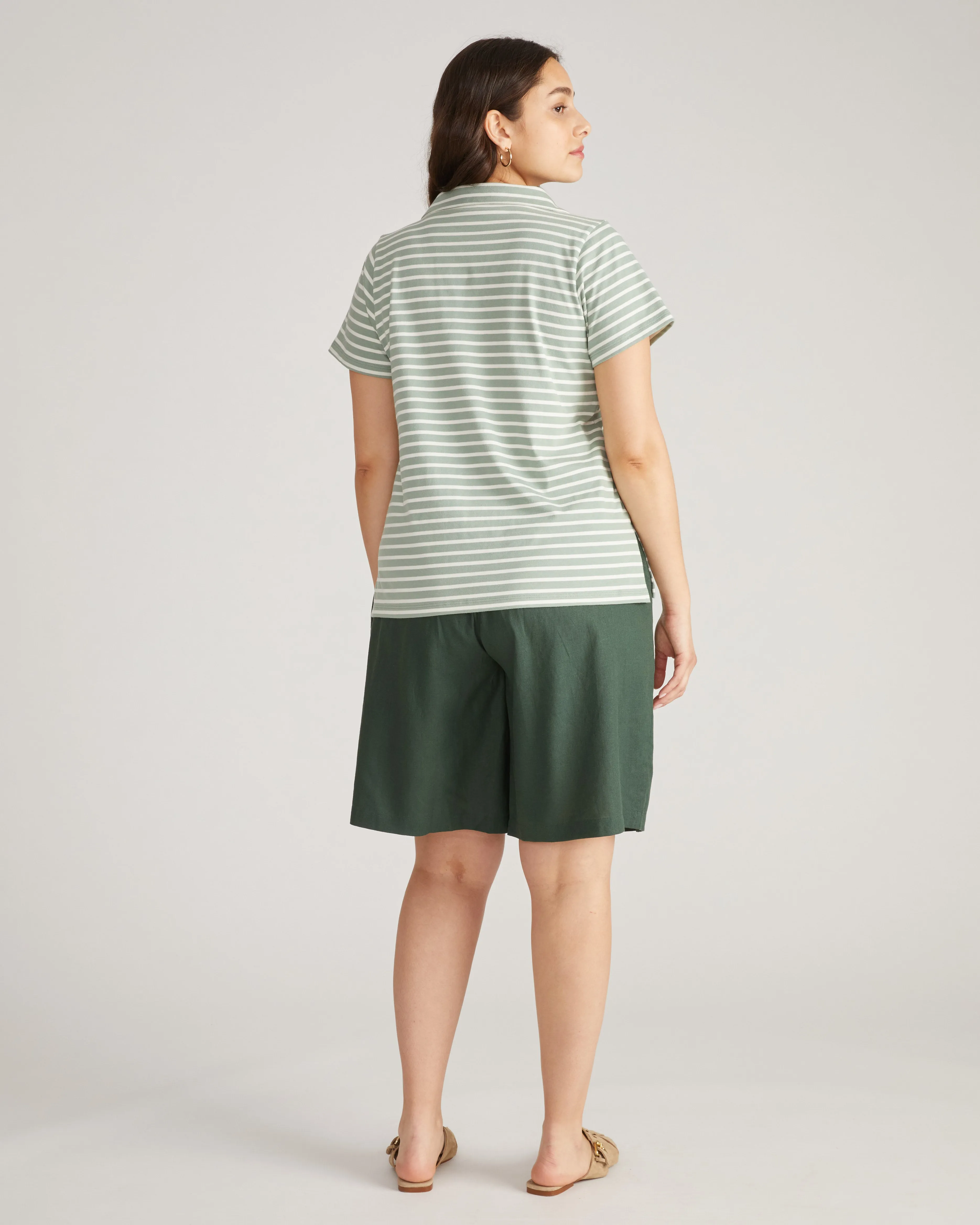 Cecile Breton Polo - Sage/Ecru Stripe sold by Universal Standard product image thumbnail 4