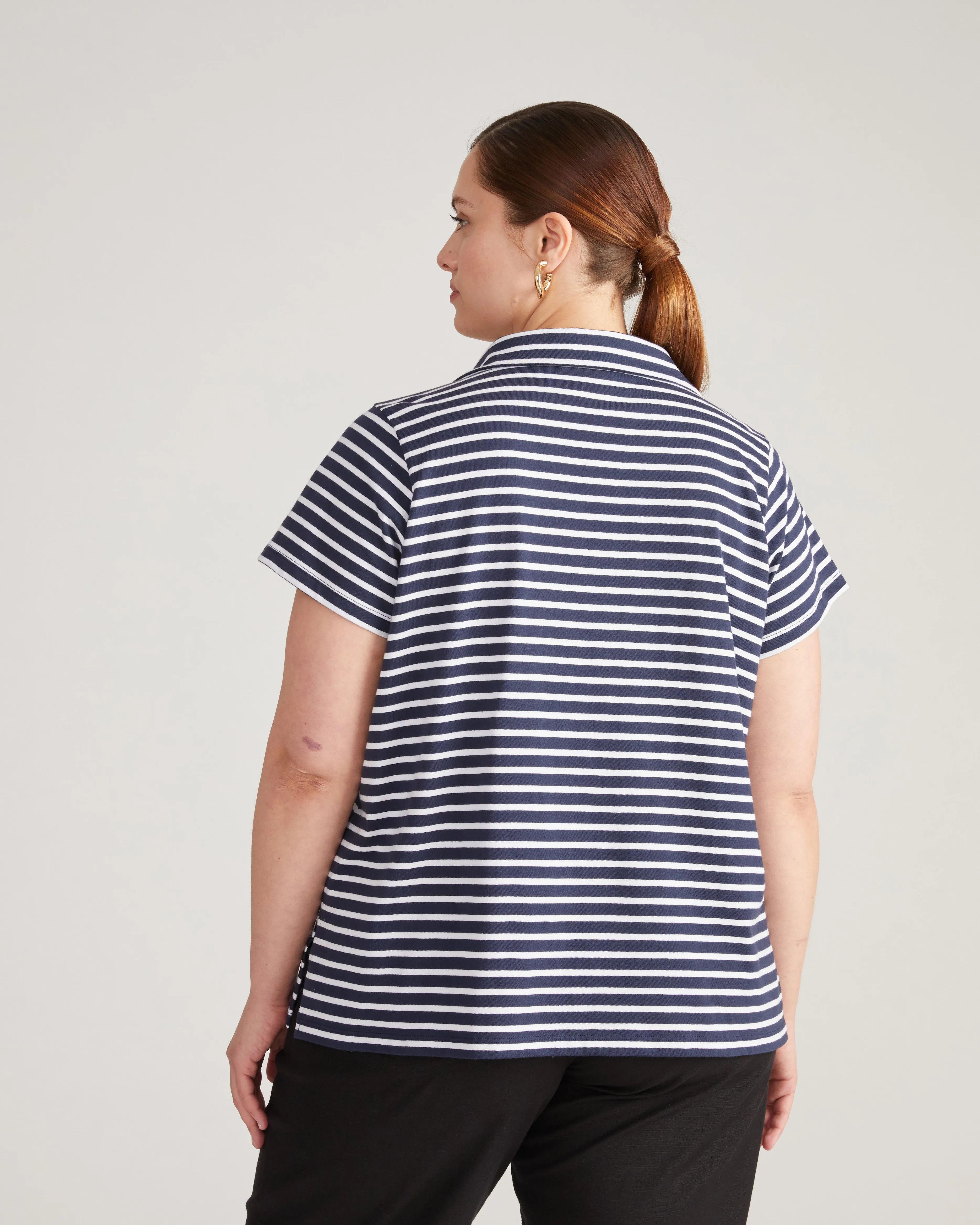 Cecile Breton Polo - Navy/White Stripe sold by Universal Standard product image thumbnail 3