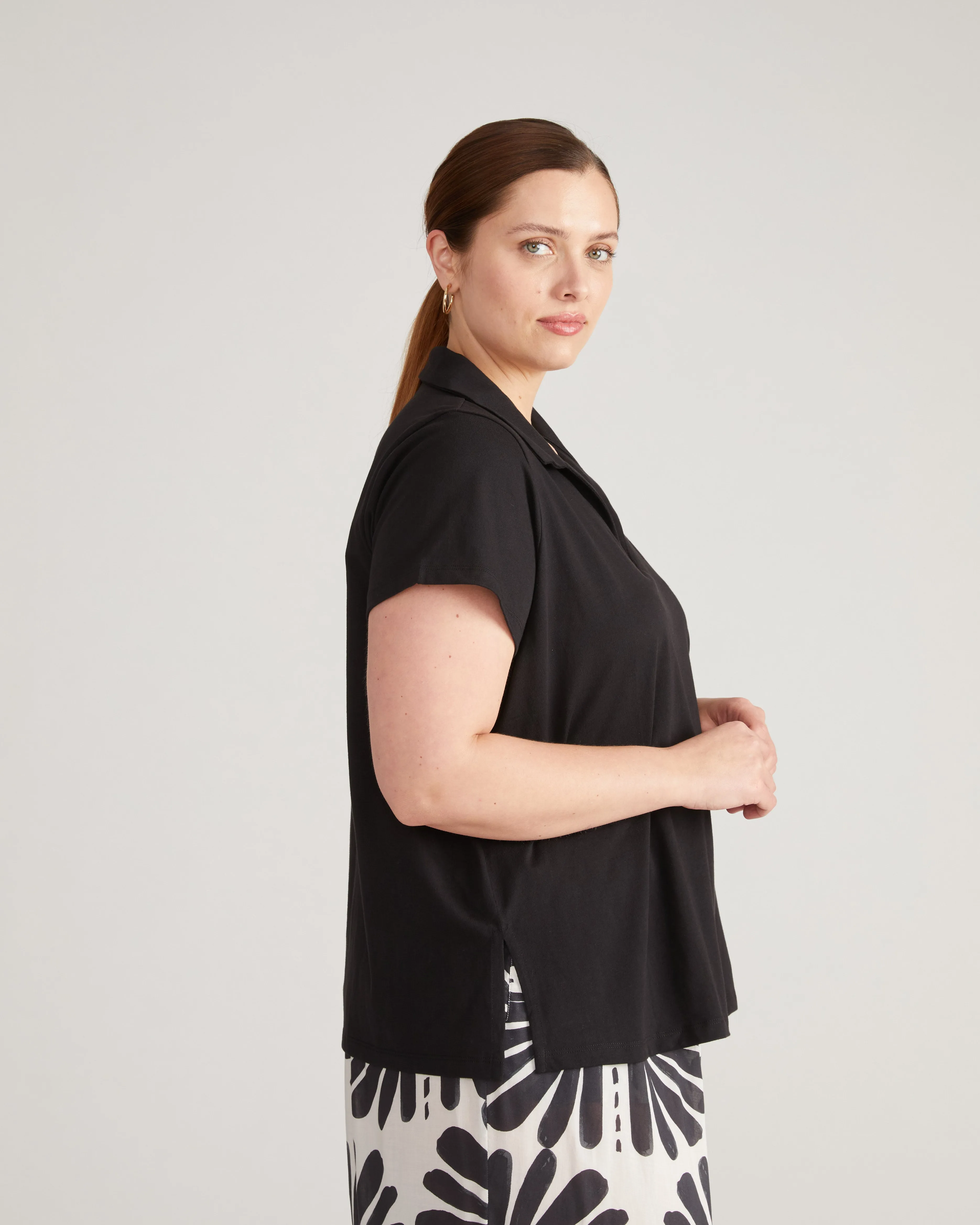 Cecile Breton Polo - Black sold by Universal Standard product image thumbnail 2