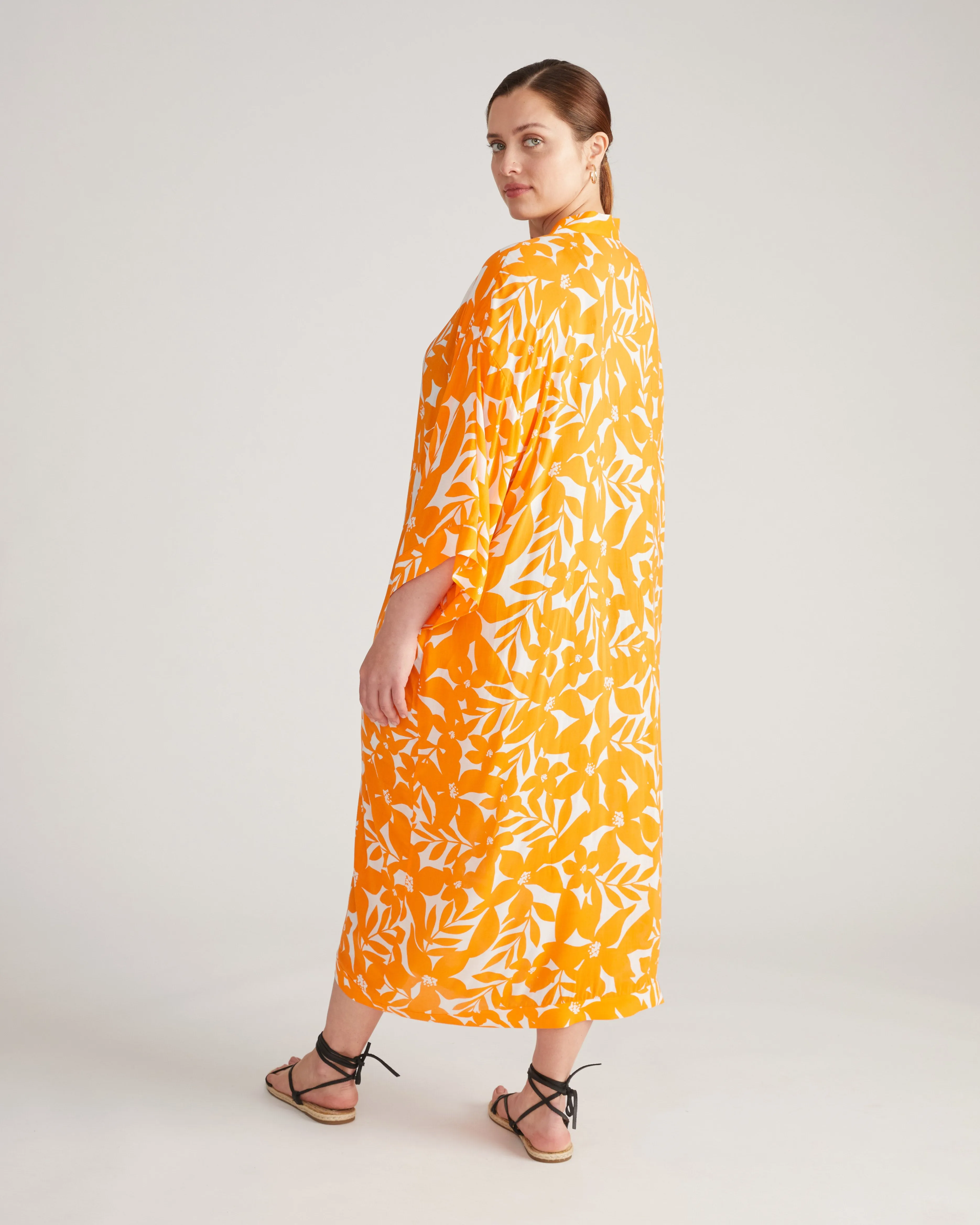 Kiani Voile Robe - Petal Palette Print in Arancia sold by Universal Standard product image thumbnail 2