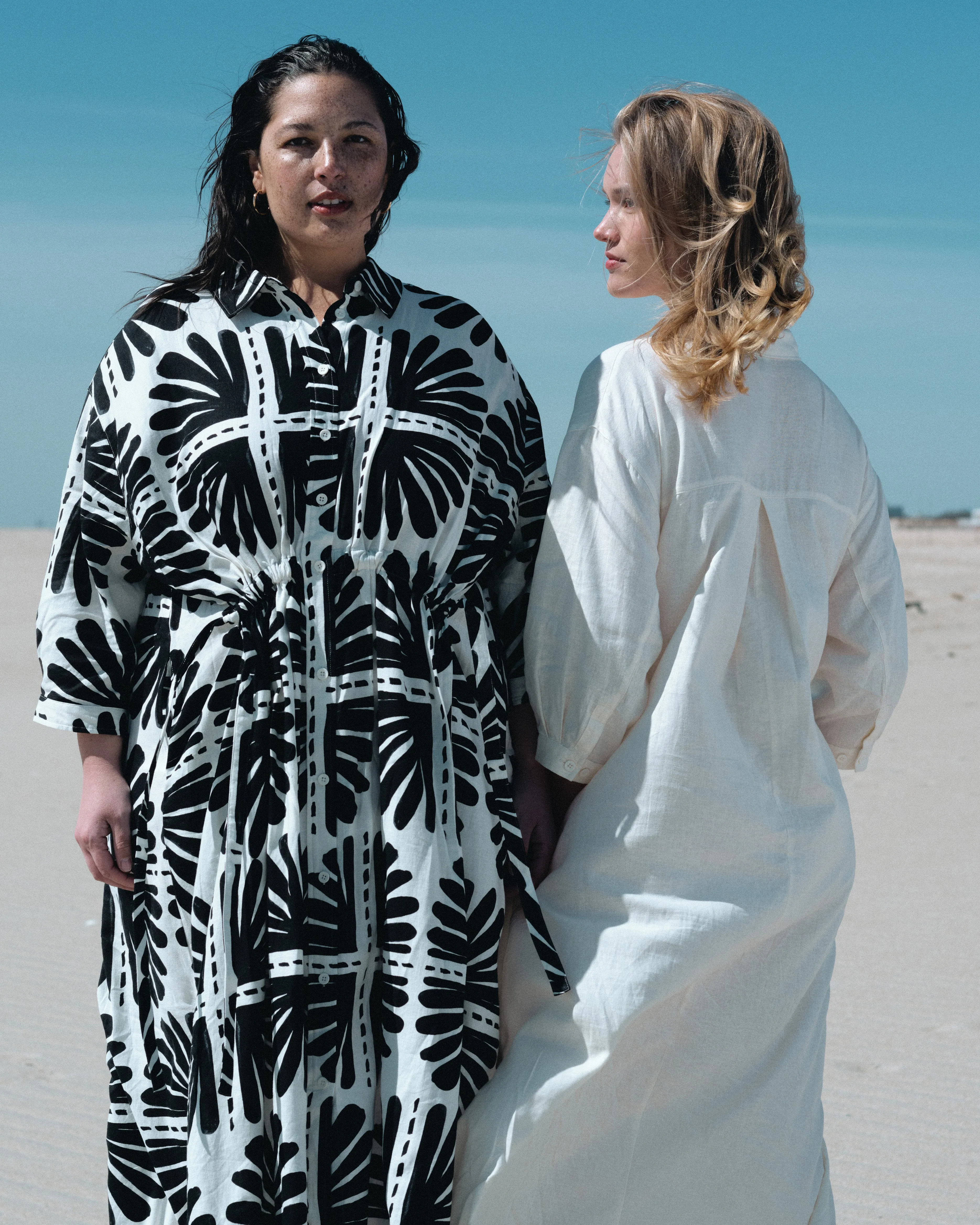 Paros Drawstring Linen Shirtdress - Ink Bloom Print sold by Universal Standard