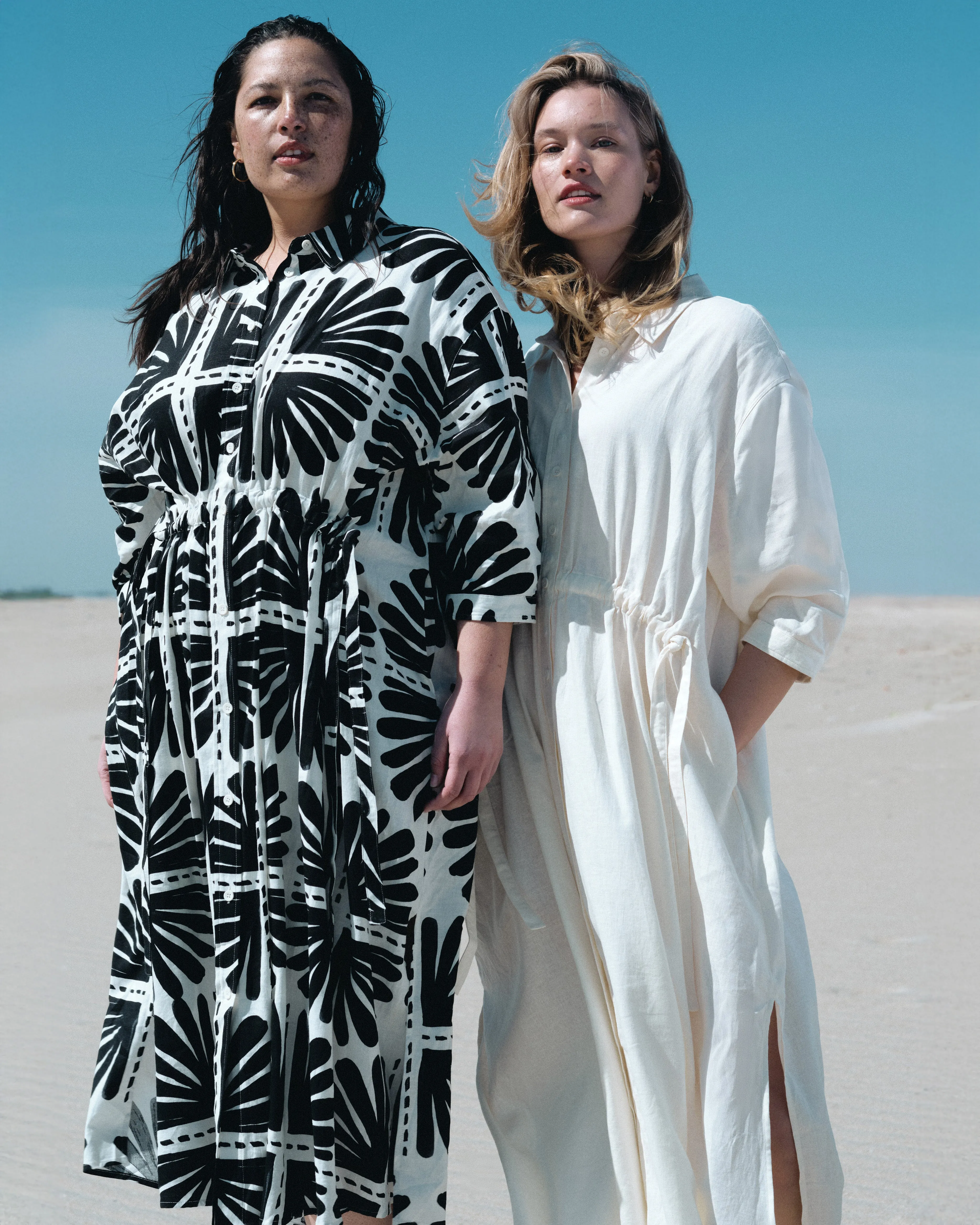 Paros Drawstring Linen Shirtdress - White sold by Universal Standard product image thumbnail 2