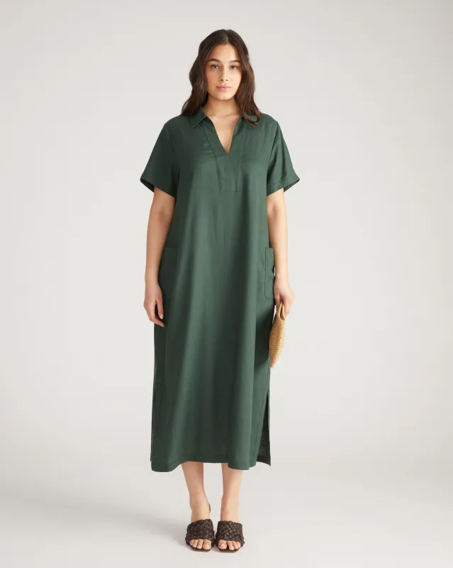 Padma Polo Neck Linen Dress - Luscious Green sold by Universal Standard