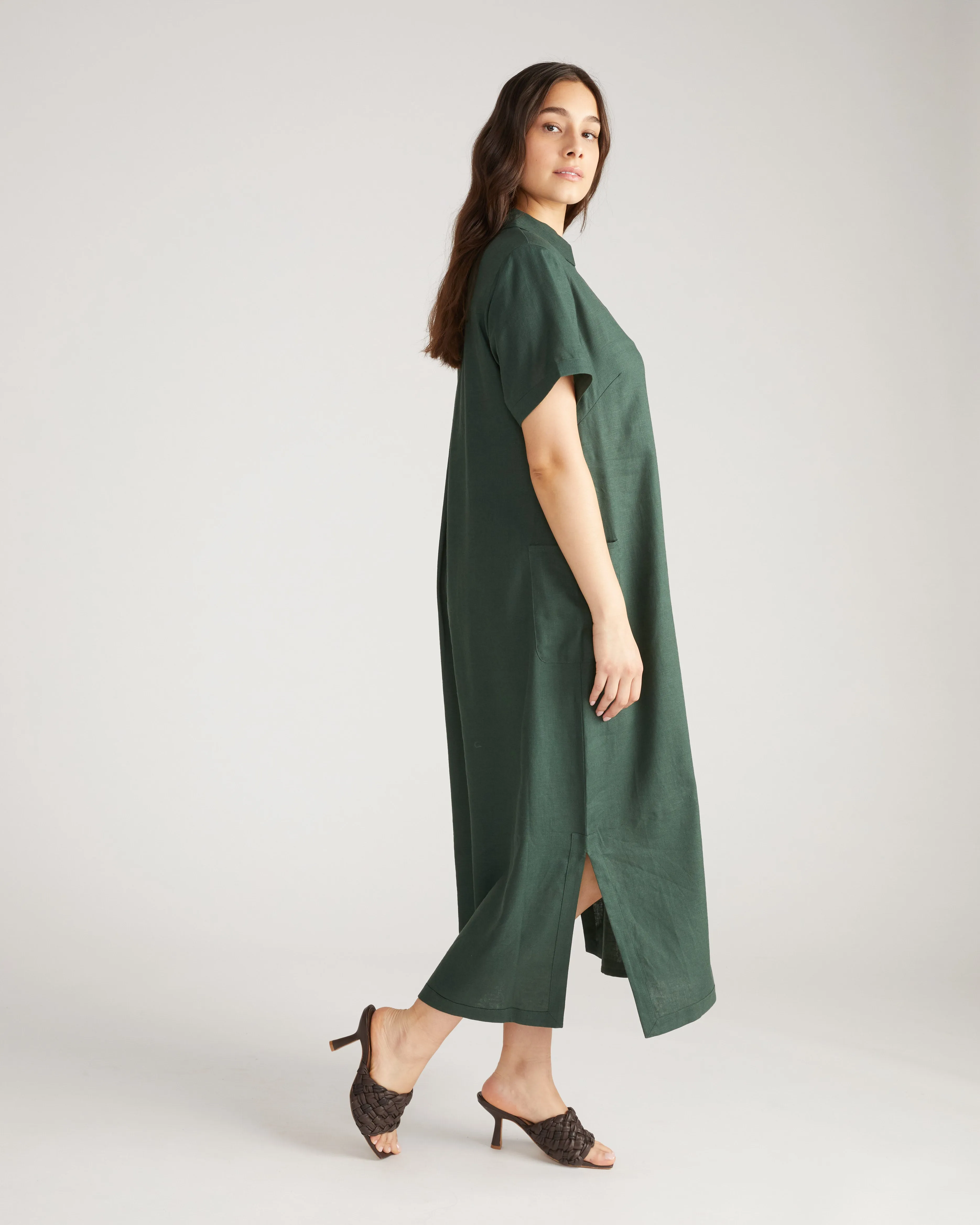 Padma Polo Neck Linen Dress - Luscious Green sold by Universal Standard product image thumbnail 3