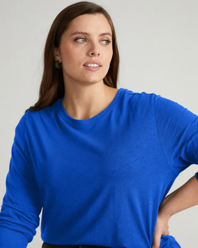 Light-As-Air Long Sleeve Crew Neck Tee - Ultramarine sold by Universal Standard