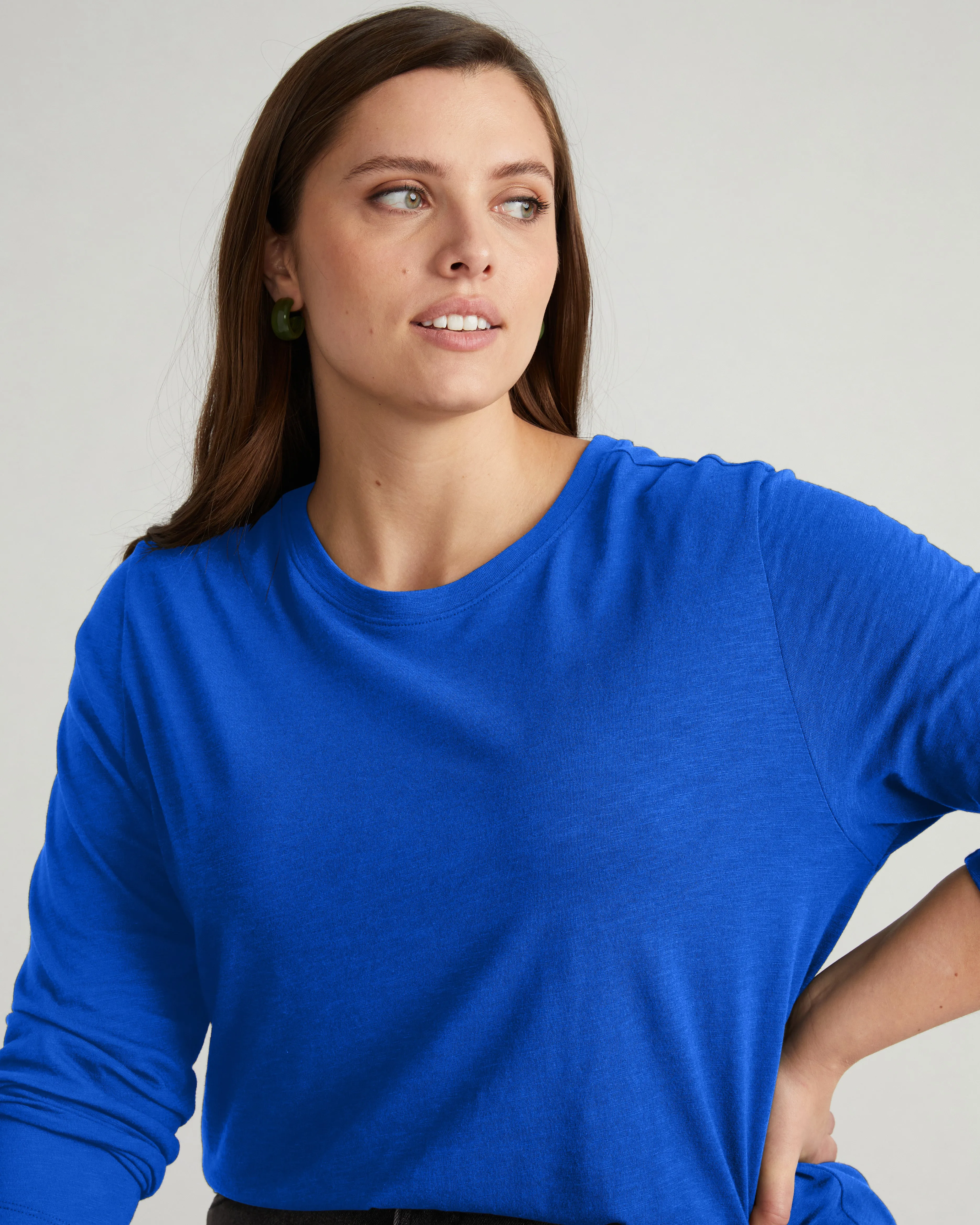 Light-As-Air Long Sleeve Crew Neck Tee - Ultramarine sold by Universal Standard