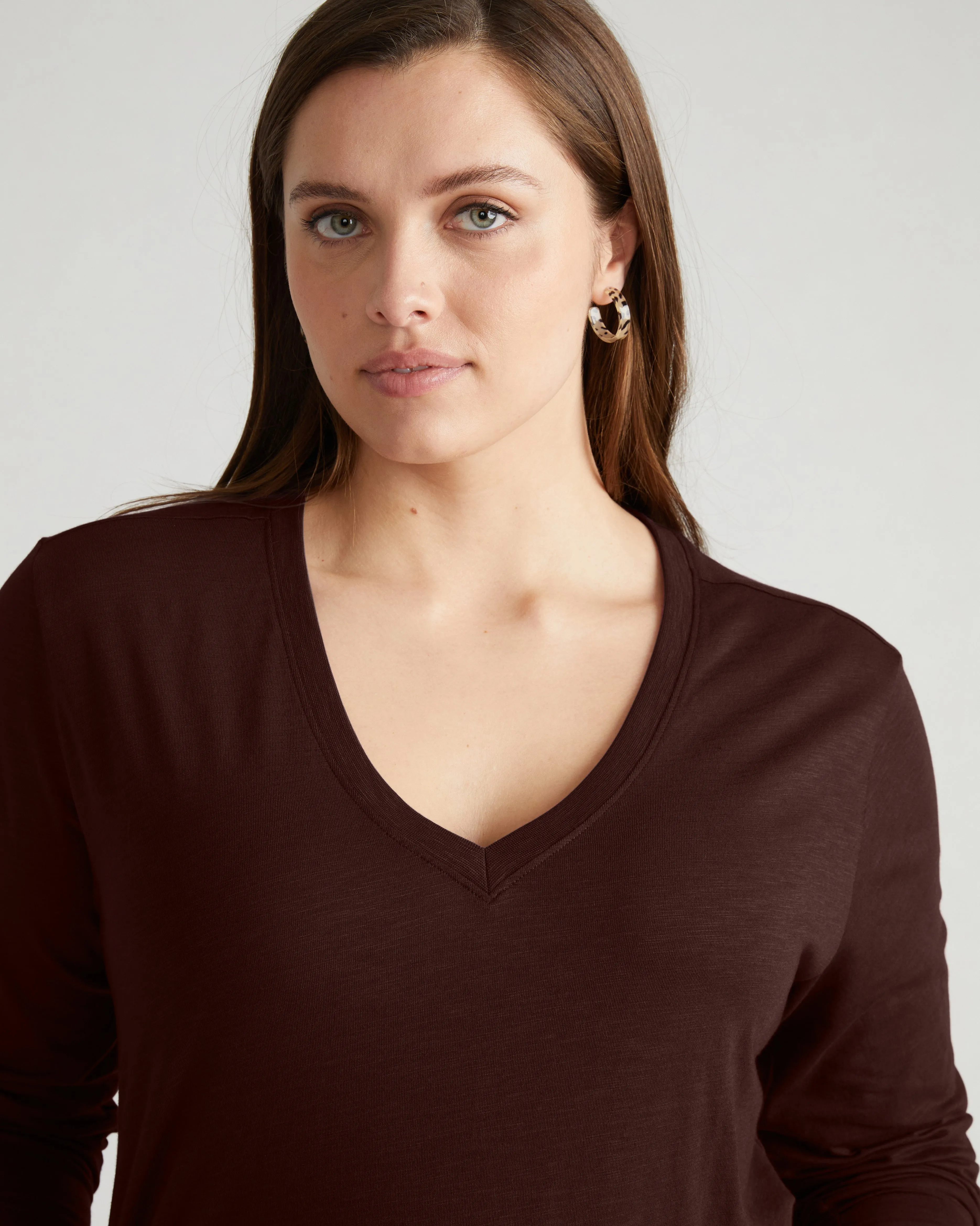 Light-As-Air Long Sleeve V Neck Tee - Brulee sold by Universal Standard product image thumbnail 4