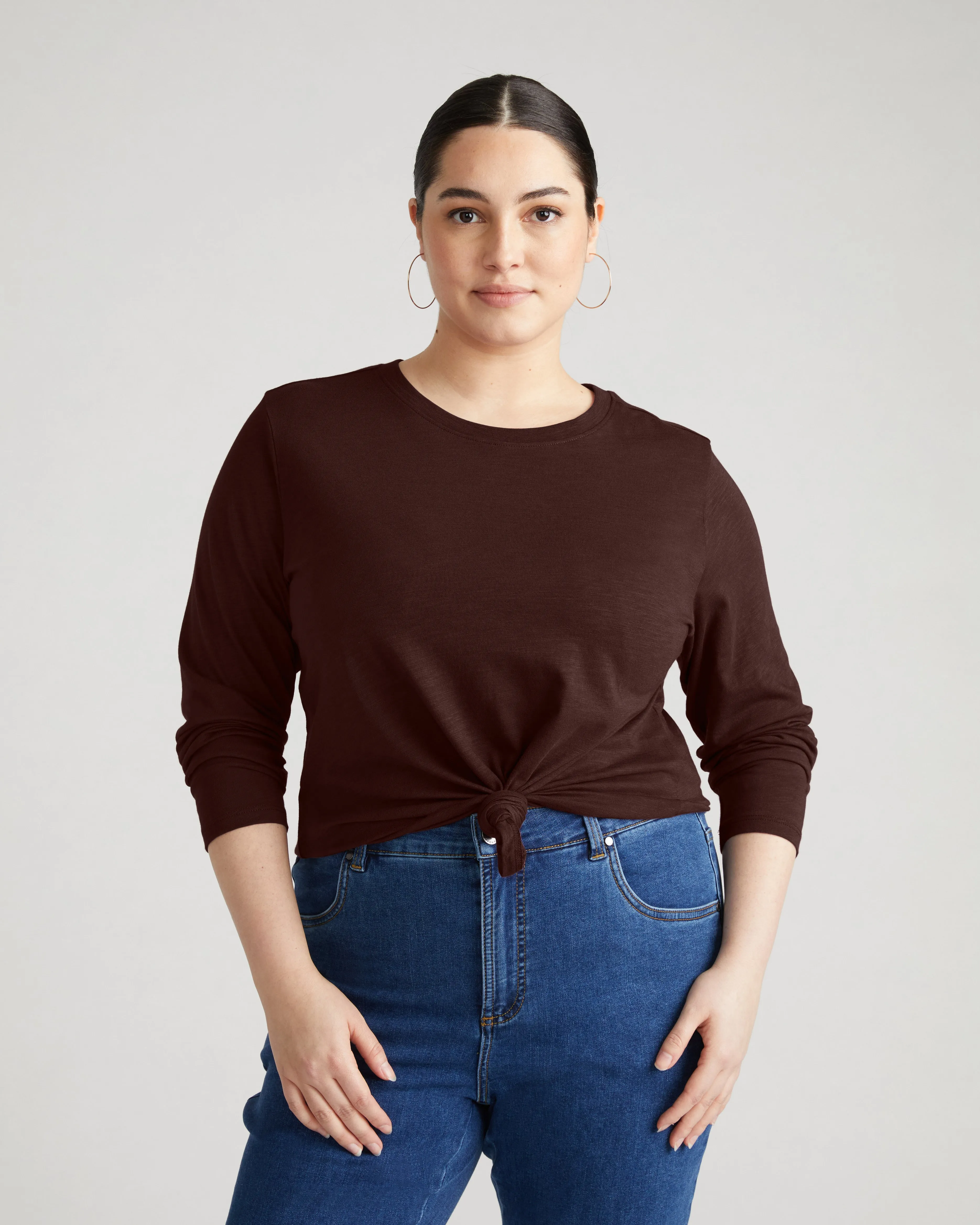 Light-As-Air Long Sleeve Crew Neck Tee - Brulee sold by Universal Standard product image thumbnail 2