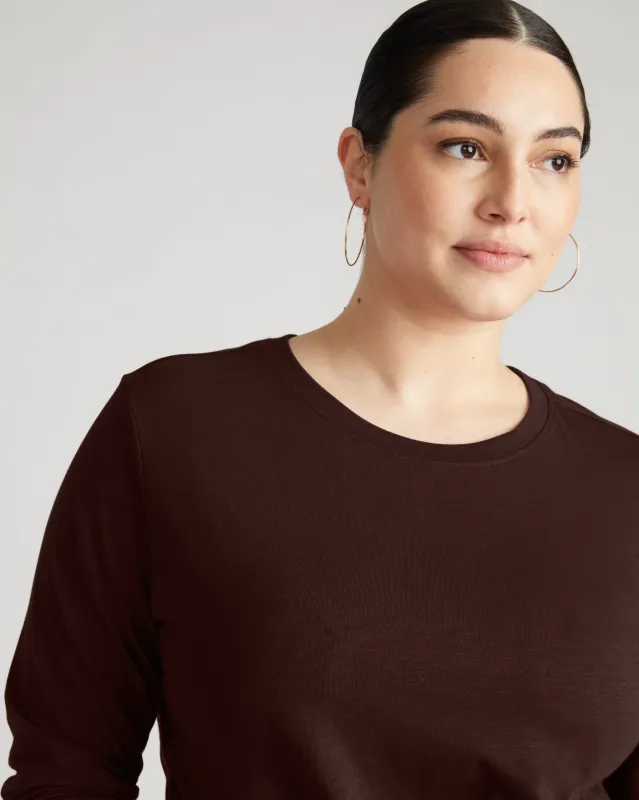 Light-As-Air Long Sleeve Crew Neck Tee - Brulee sold by Universal Standard