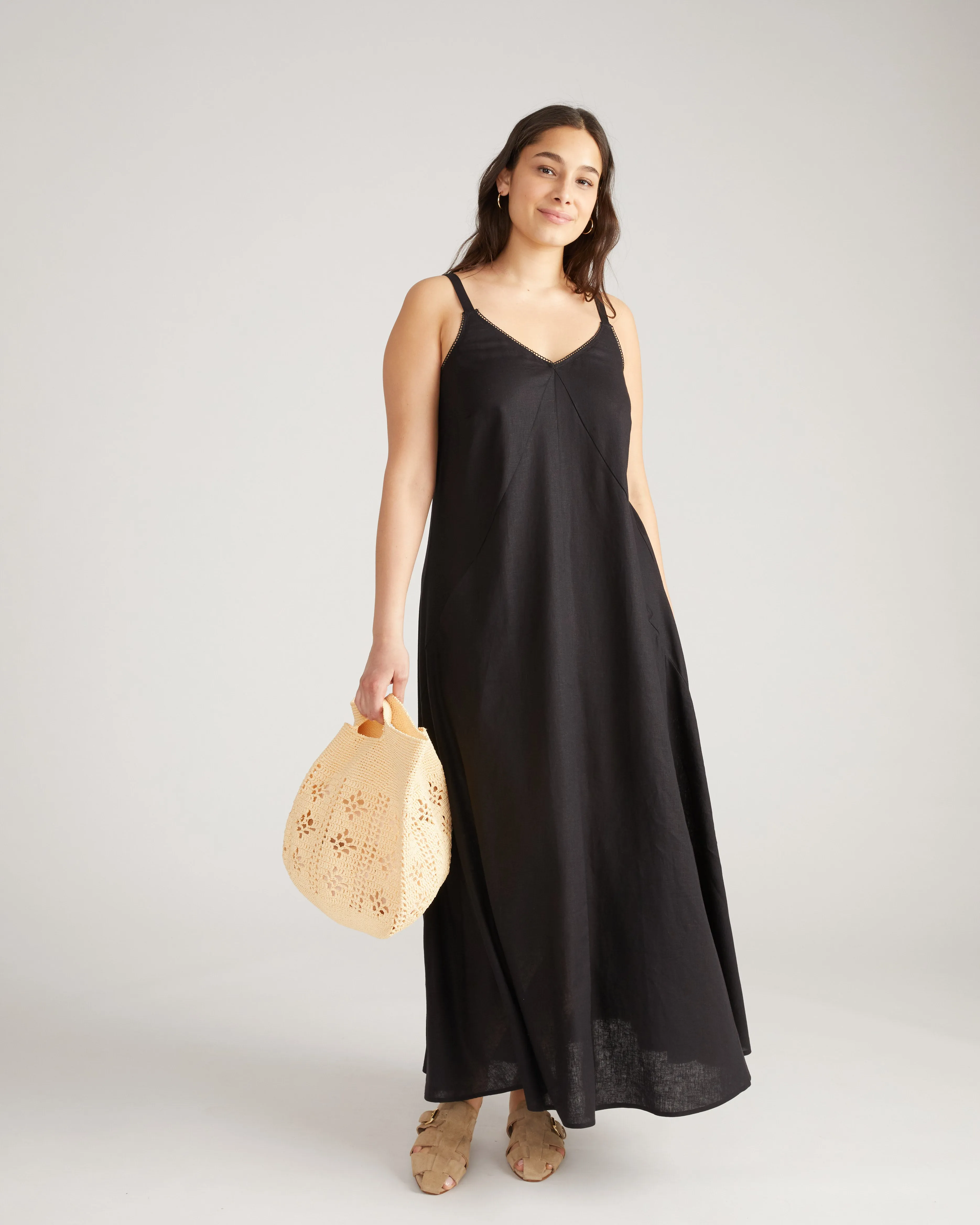 Kite Linen Dress - Black sold by Universal Standard