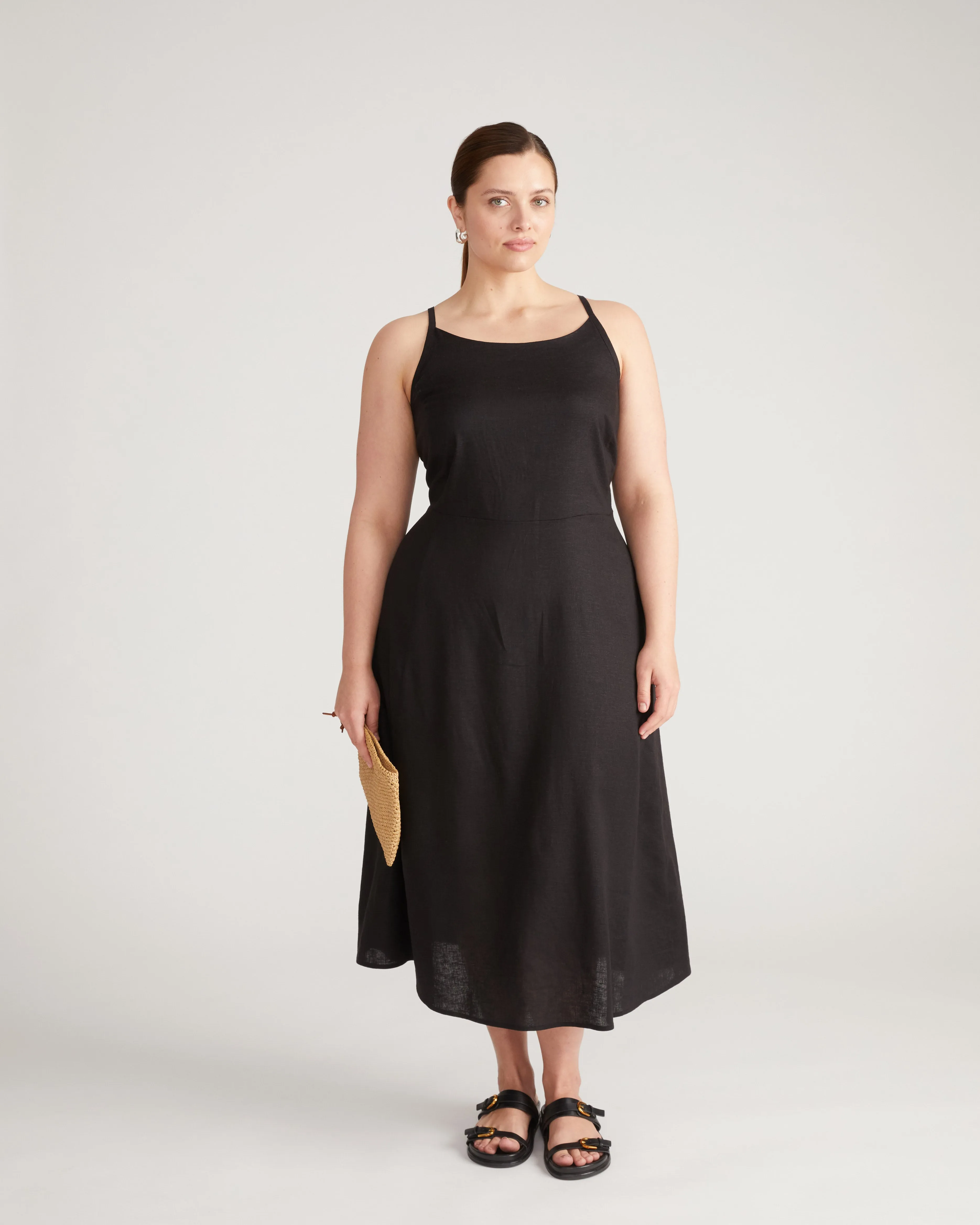 Kuki Linen Dress - Black sold by Universal Standard