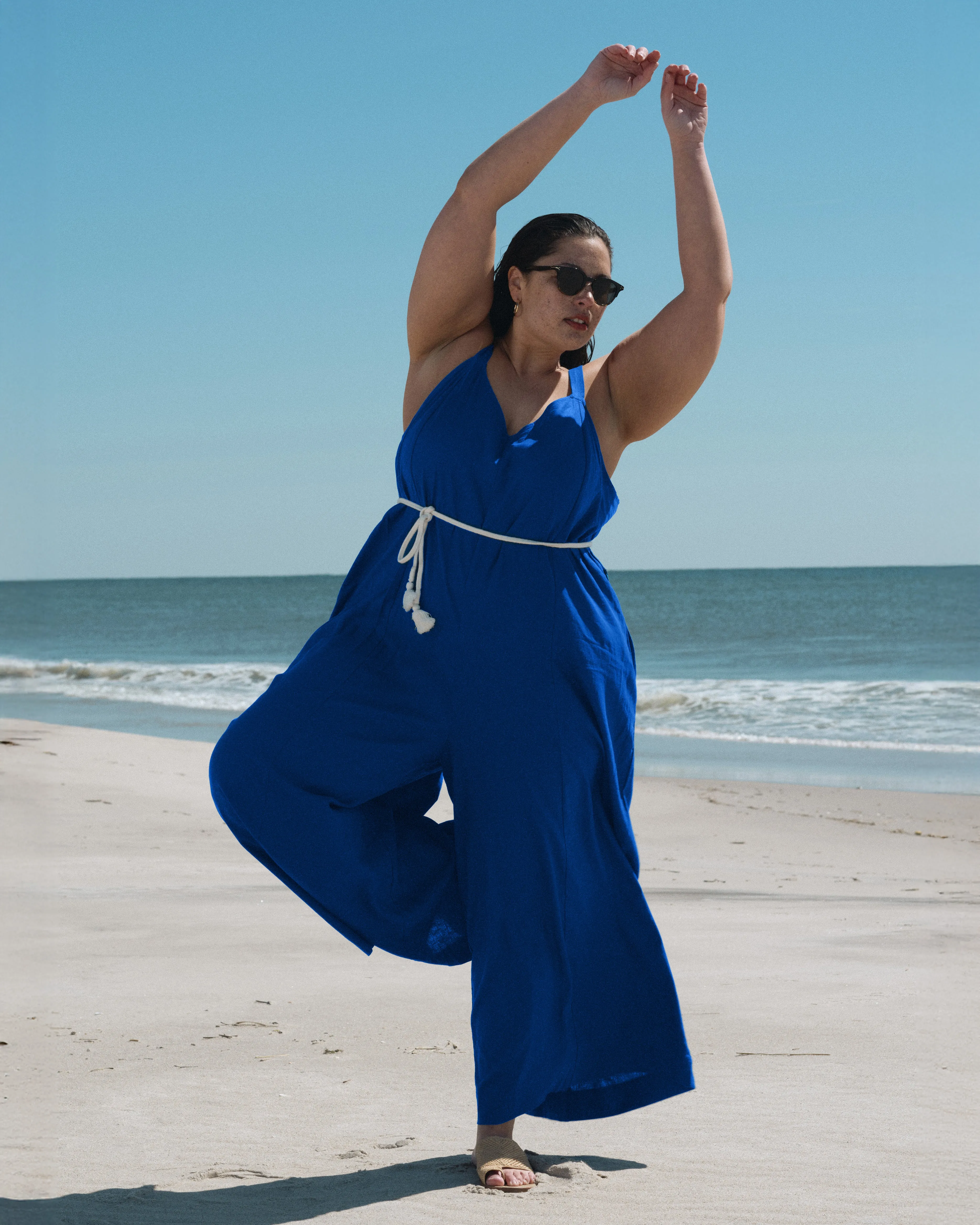 Promenade Linen Jumpsuit - Ultramarine sold by Universal Standard
