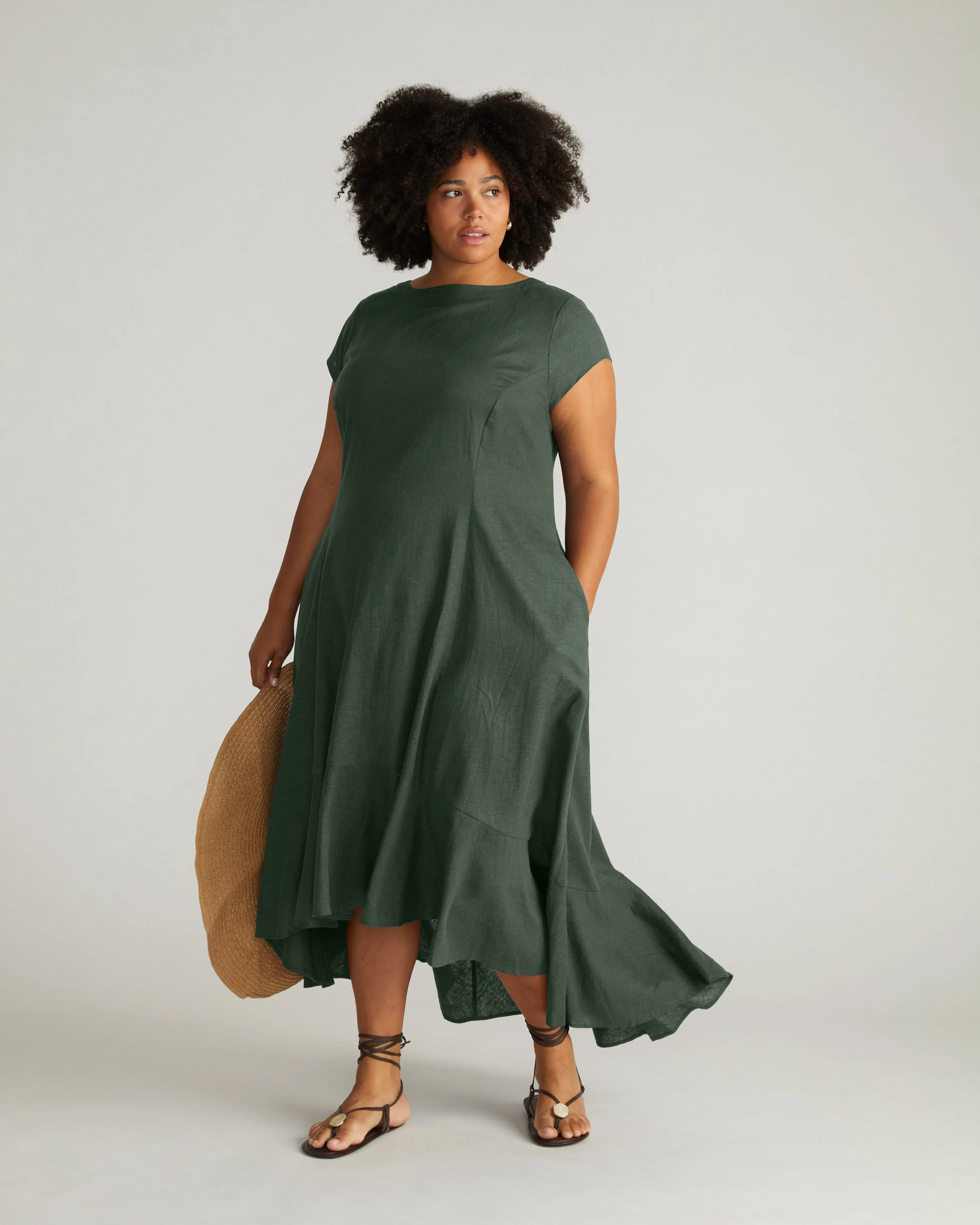 Sunset Linen Flounce Dress - Luscious Green sold by Universal Standard product image thumbnail 2