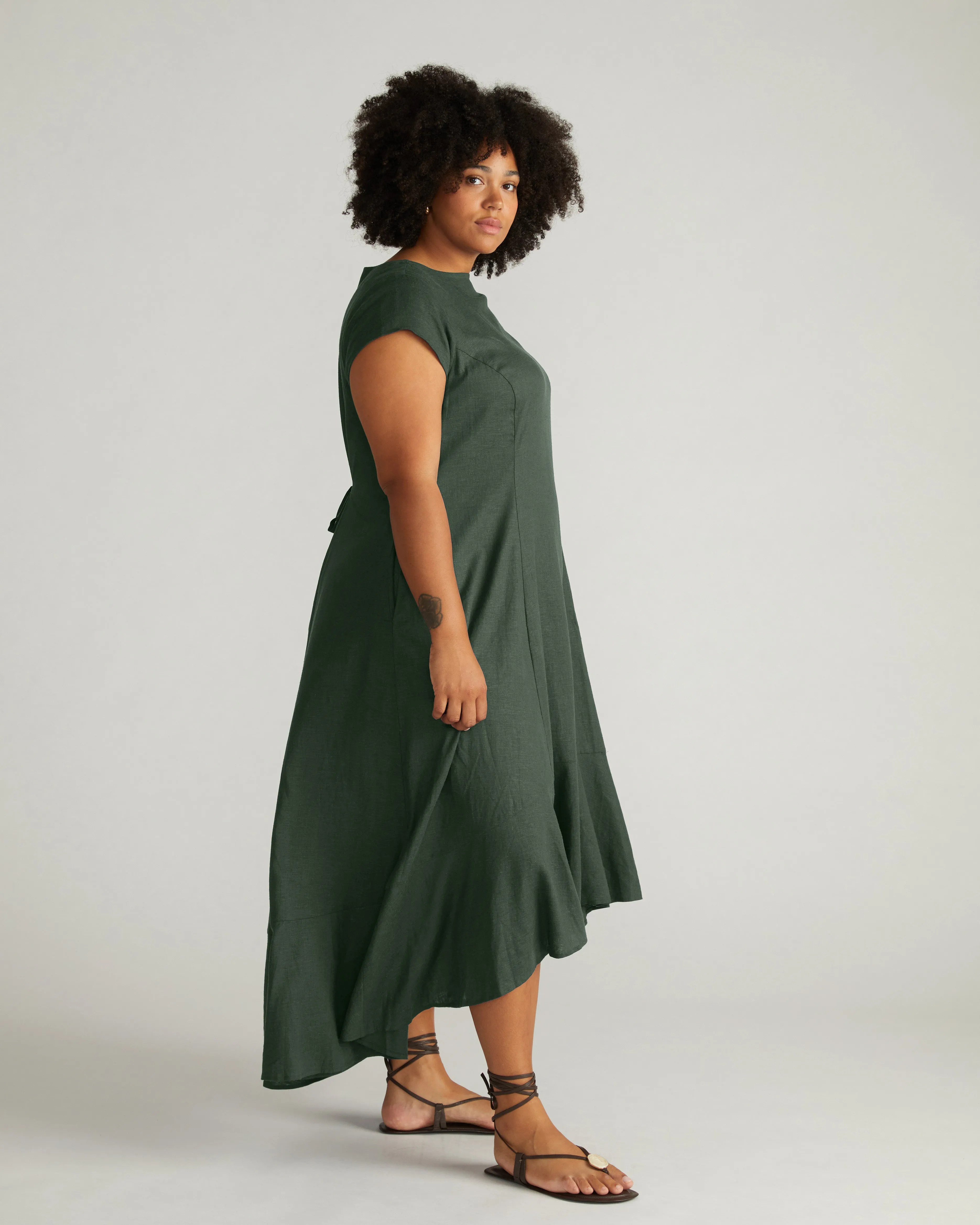 Sunset Linen Flounce Dress - Luscious Green sold by Universal Standard product image thumbnail 3