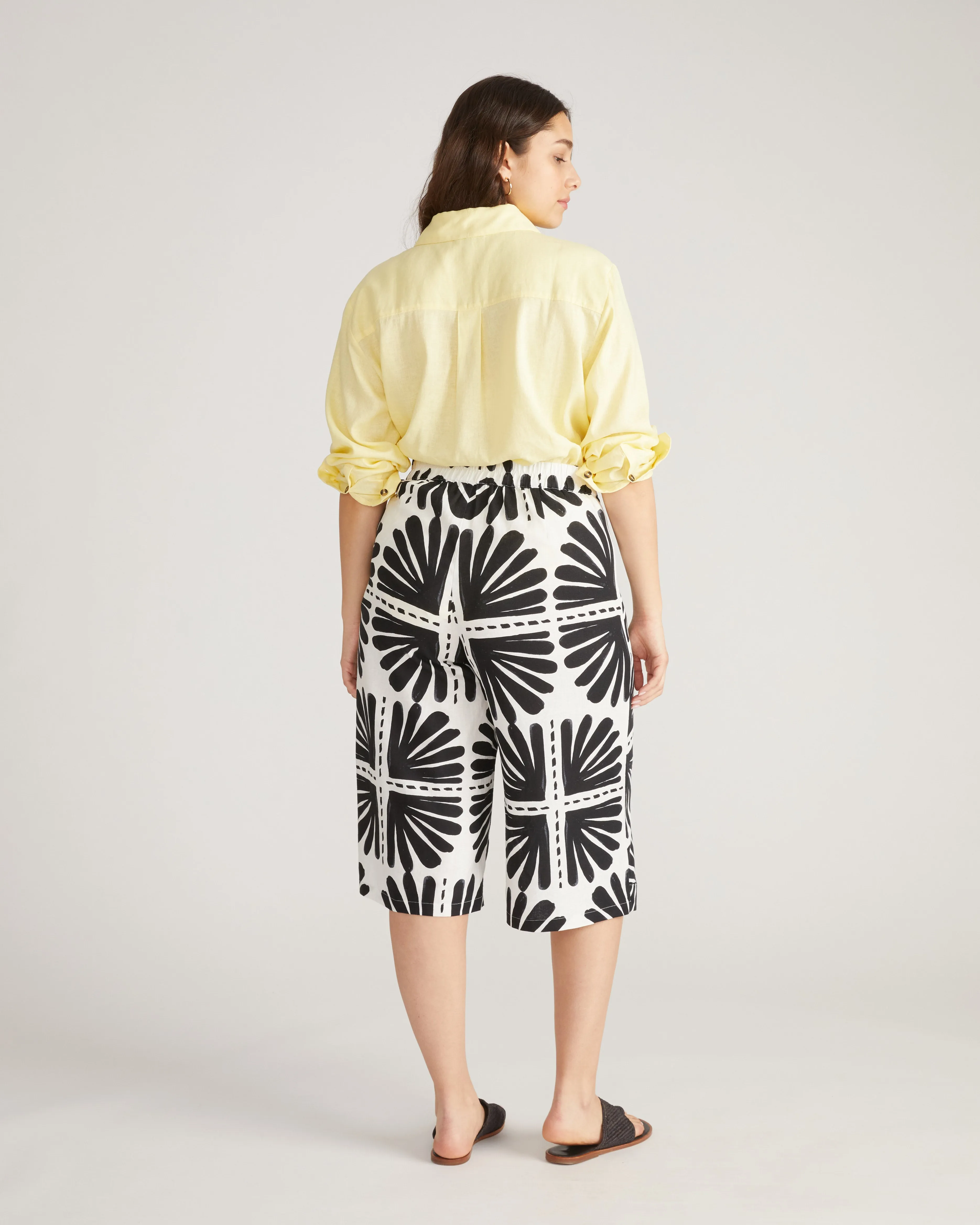Villa Linen Wrap Culottes - Ink Bloom Print sold by Universal Standard product image thumbnail 5