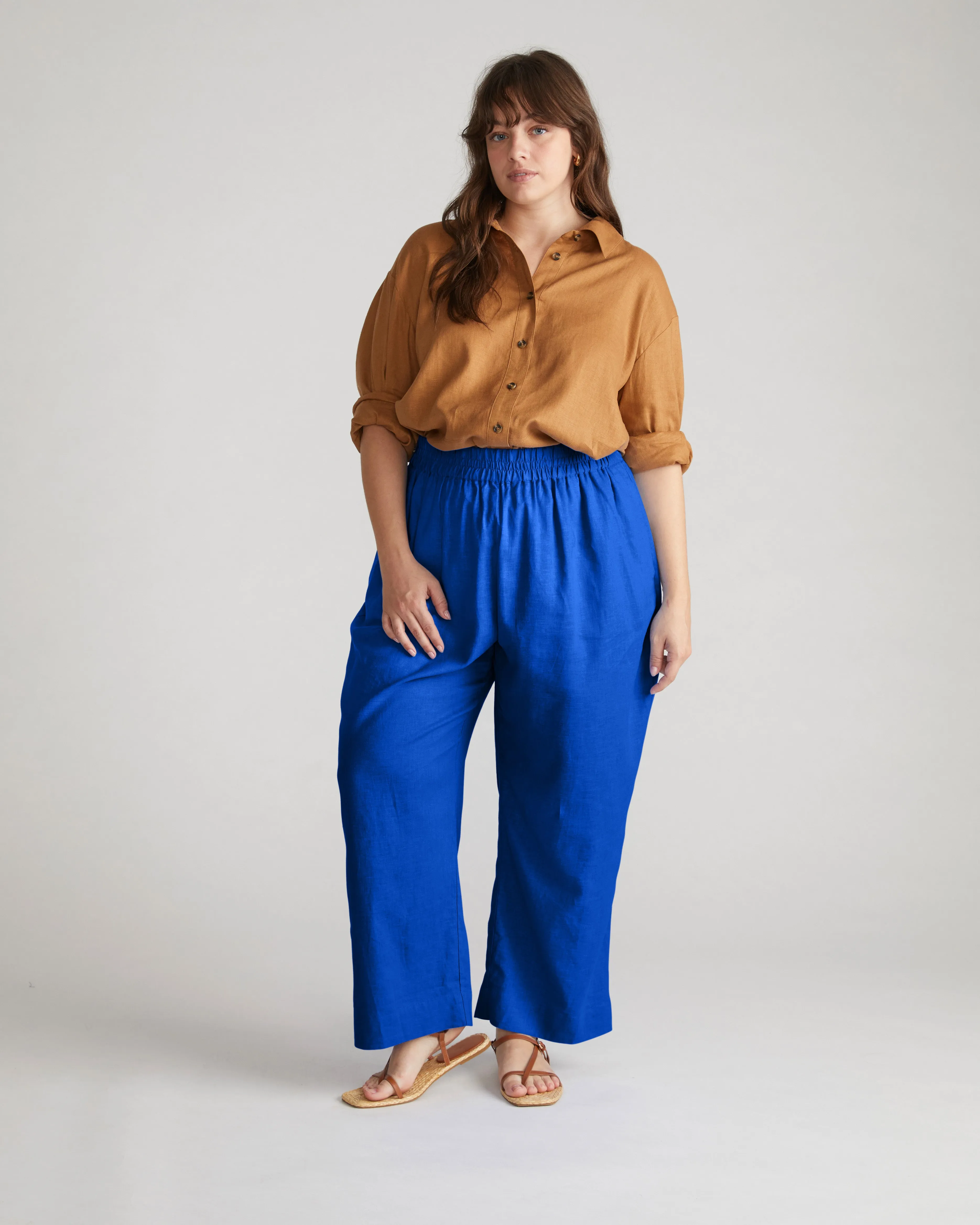 Iris Linen Easy Pull-On Pants - Ultramarine sold by Universal Standard
