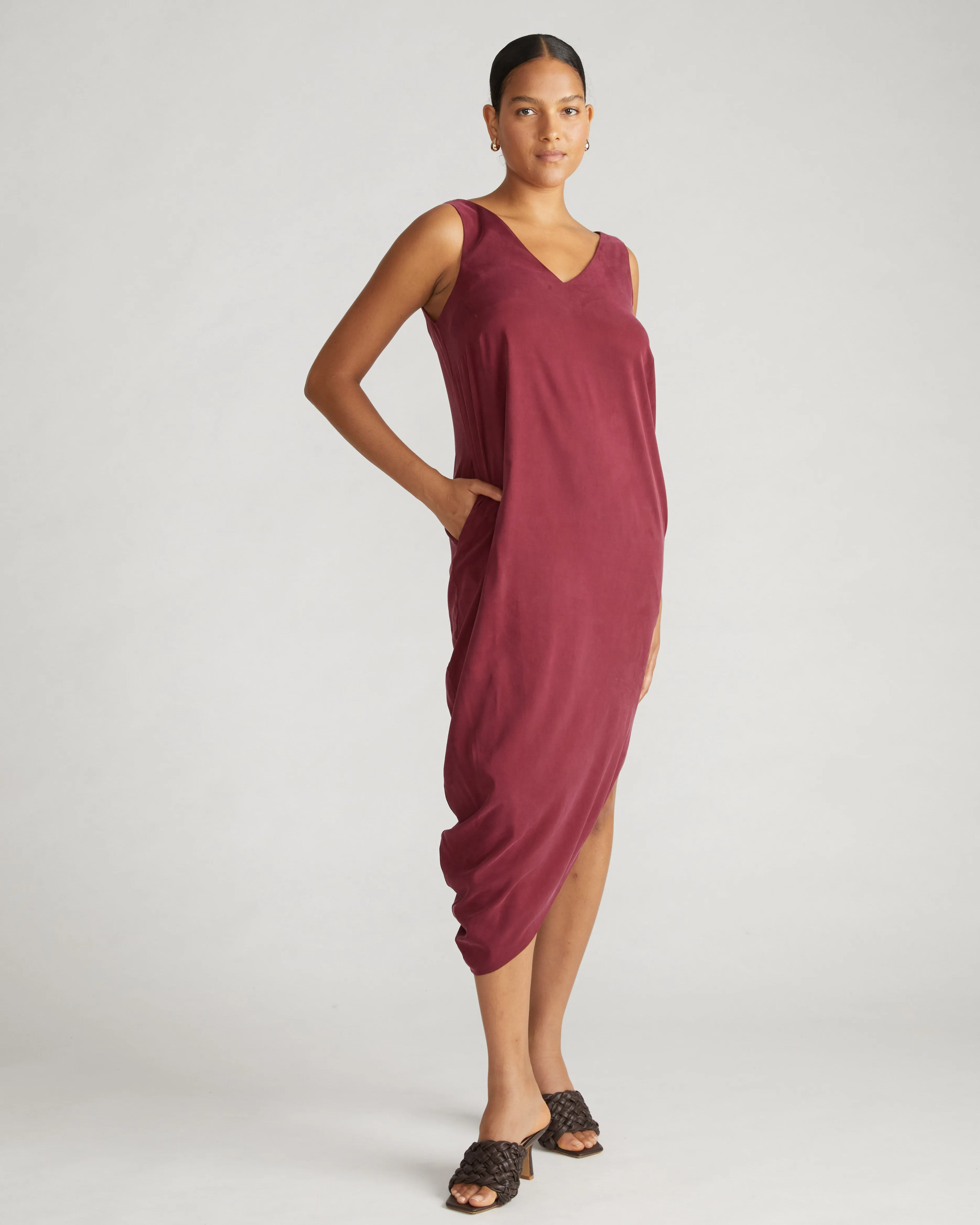 Iconic Cooling Cupro Geneva V Tank Dress - Rioja sold by Universal Standard product image thumbnail 3