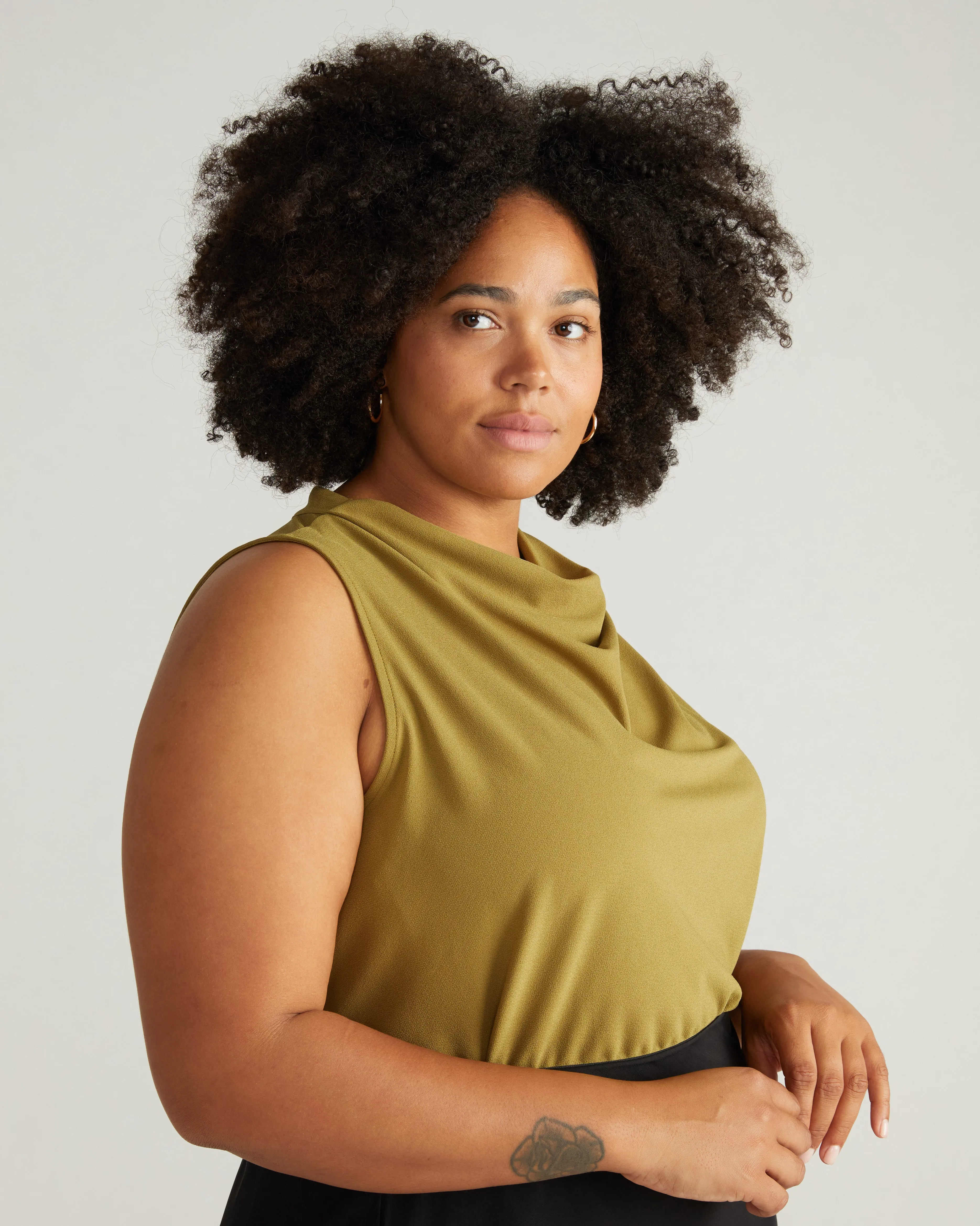 Crepe Jersey Cowl Tank Blouse - Dried Palm sold by Universal Standard product image thumbnail 3