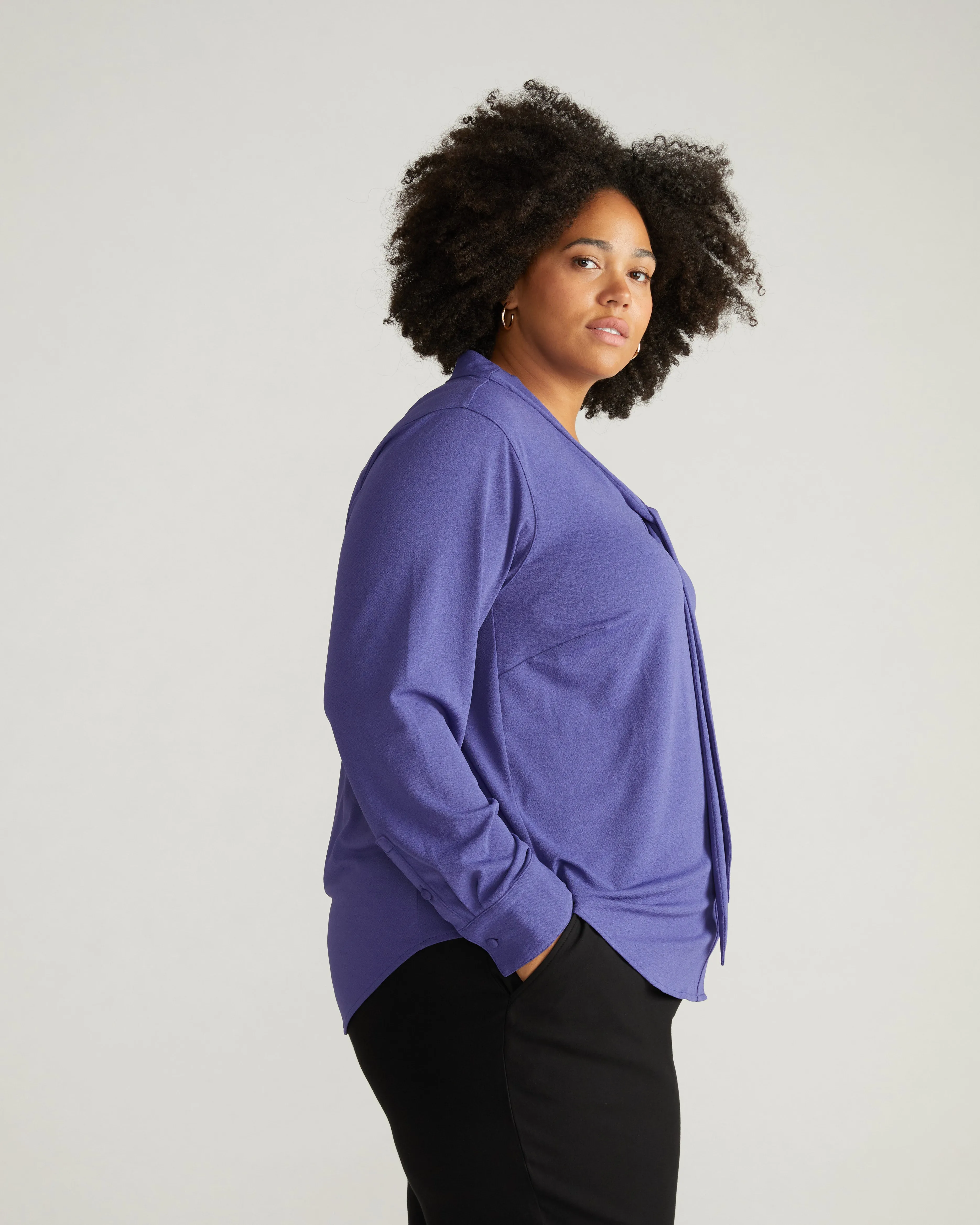 Crepe Jersey Long Sleeve Tess Blouse - Cuban Lily sold by Universal Standard product image thumbnail 2
