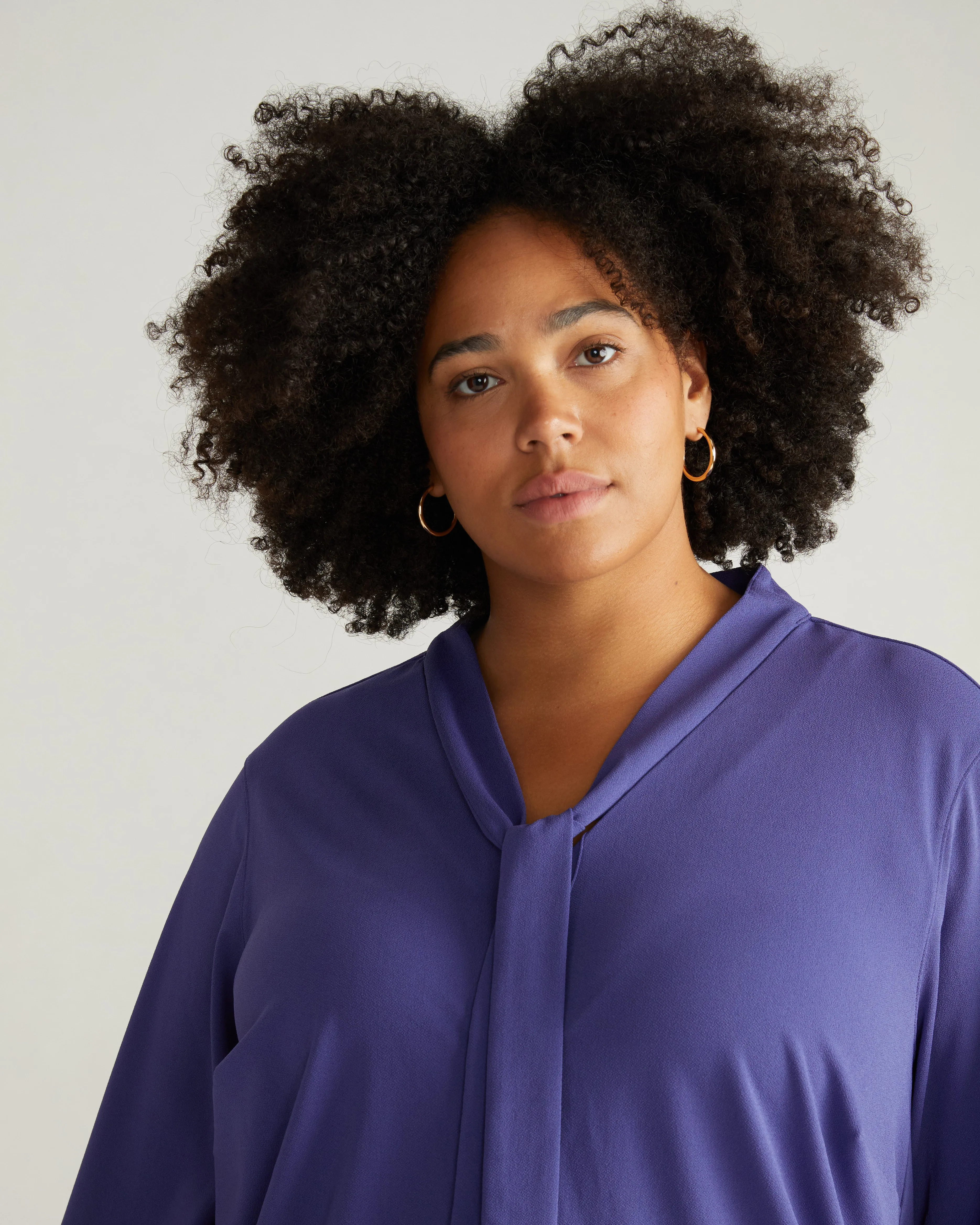 Crepe Jersey Long Sleeve Tess Blouse - Cuban Lily sold by Universal Standard