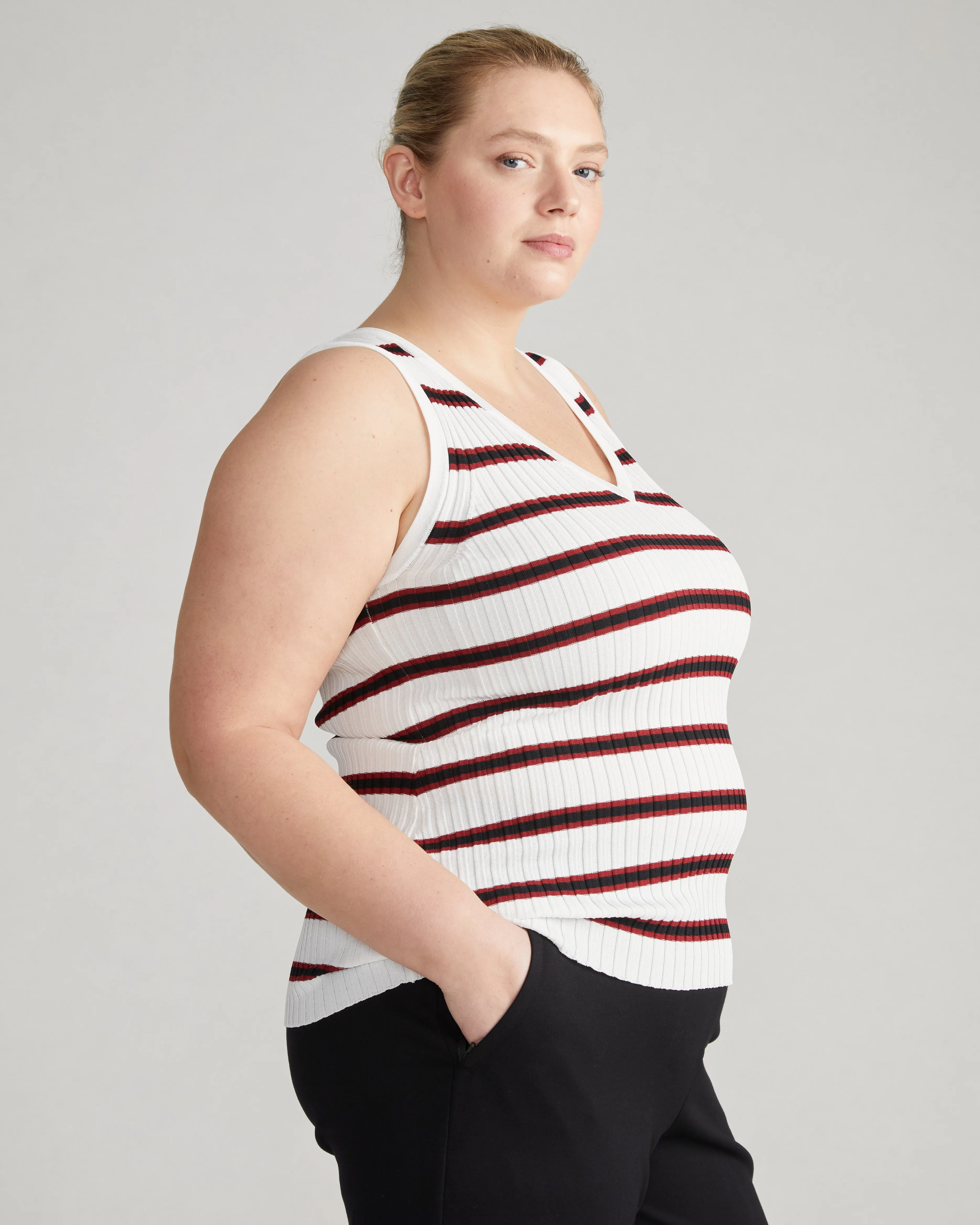 Lee Sleeveless Sweater - White/Black/Red Stripe sold by Universal Standard product image thumbnail 3