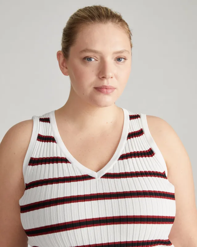 Lee Sleeveless Sweater - White/Black/Red Stripe sold by Universal Standard