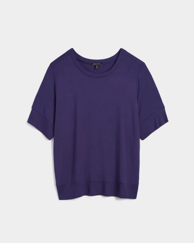 Aimee Liquid Jersey Rib Hem Tee - Cosmic Purple sold by Universal Standard