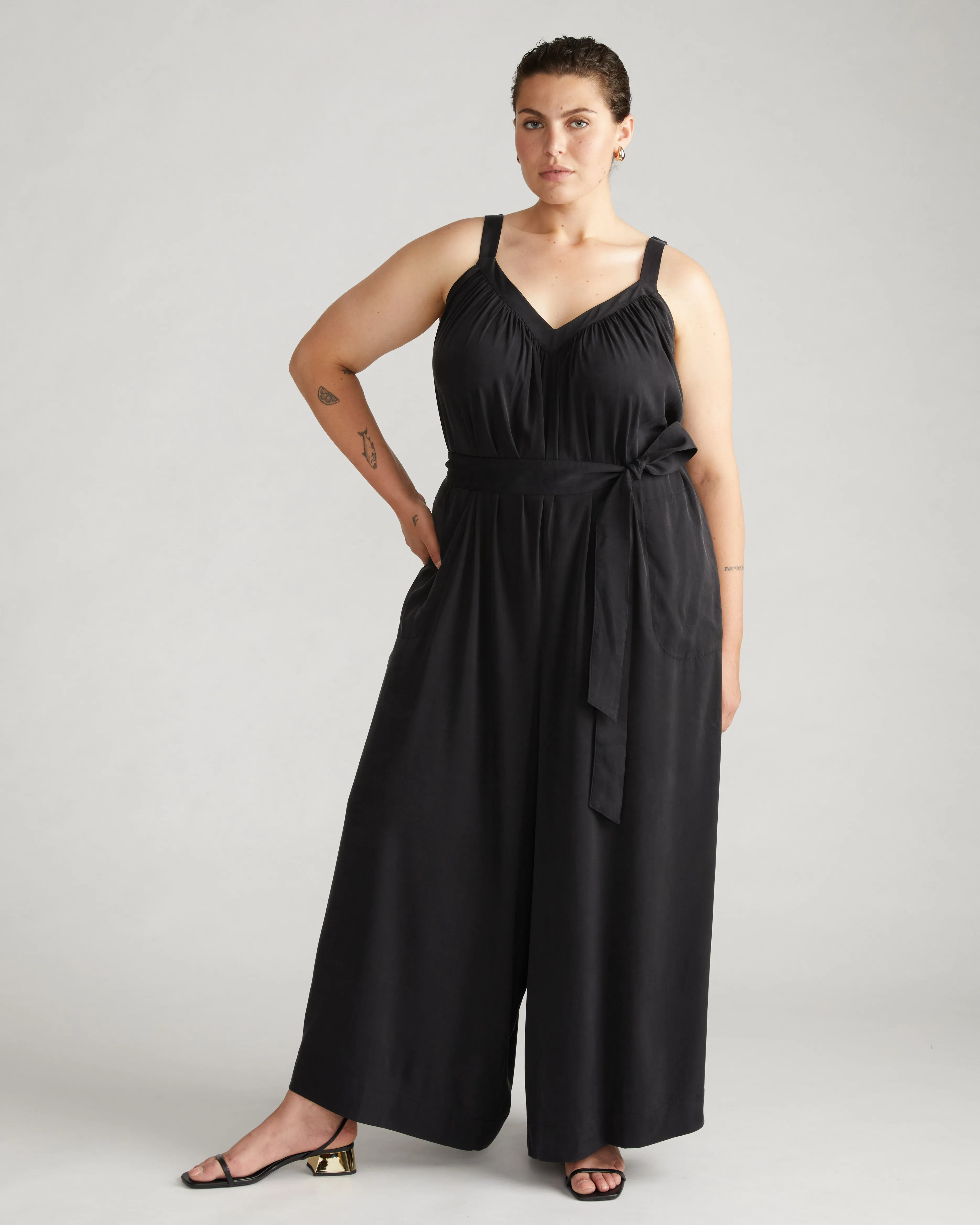 Melody Cooling Stretch Cupro Jumpsuit - Black sold by Universal Standard