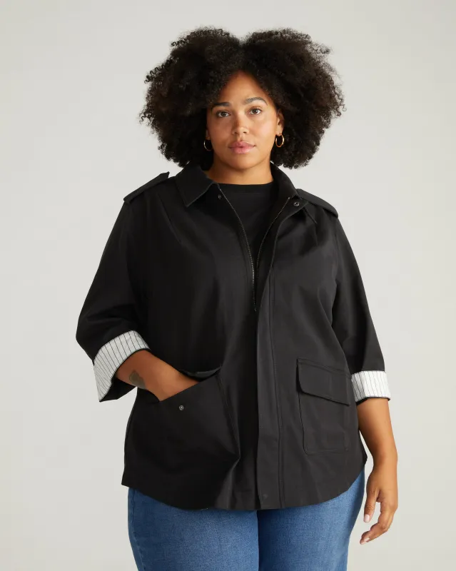 Upstate Stretch Cotton Twill Manor Jacket - Black sold by Universal Standard